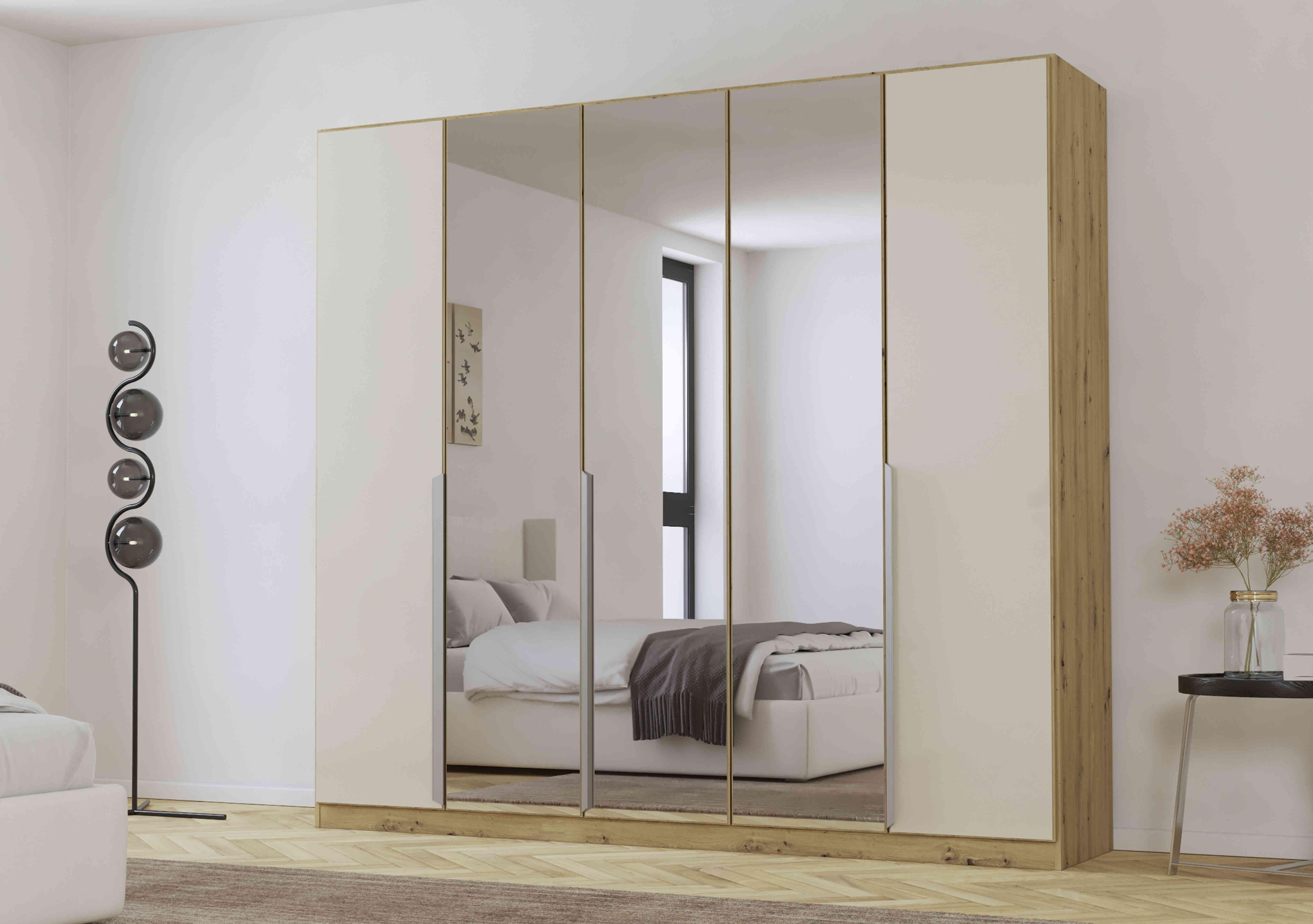 Freja 226cm 5 Door Hinged Decor Wardrobe With Mirror Doors in  on Furniture Village