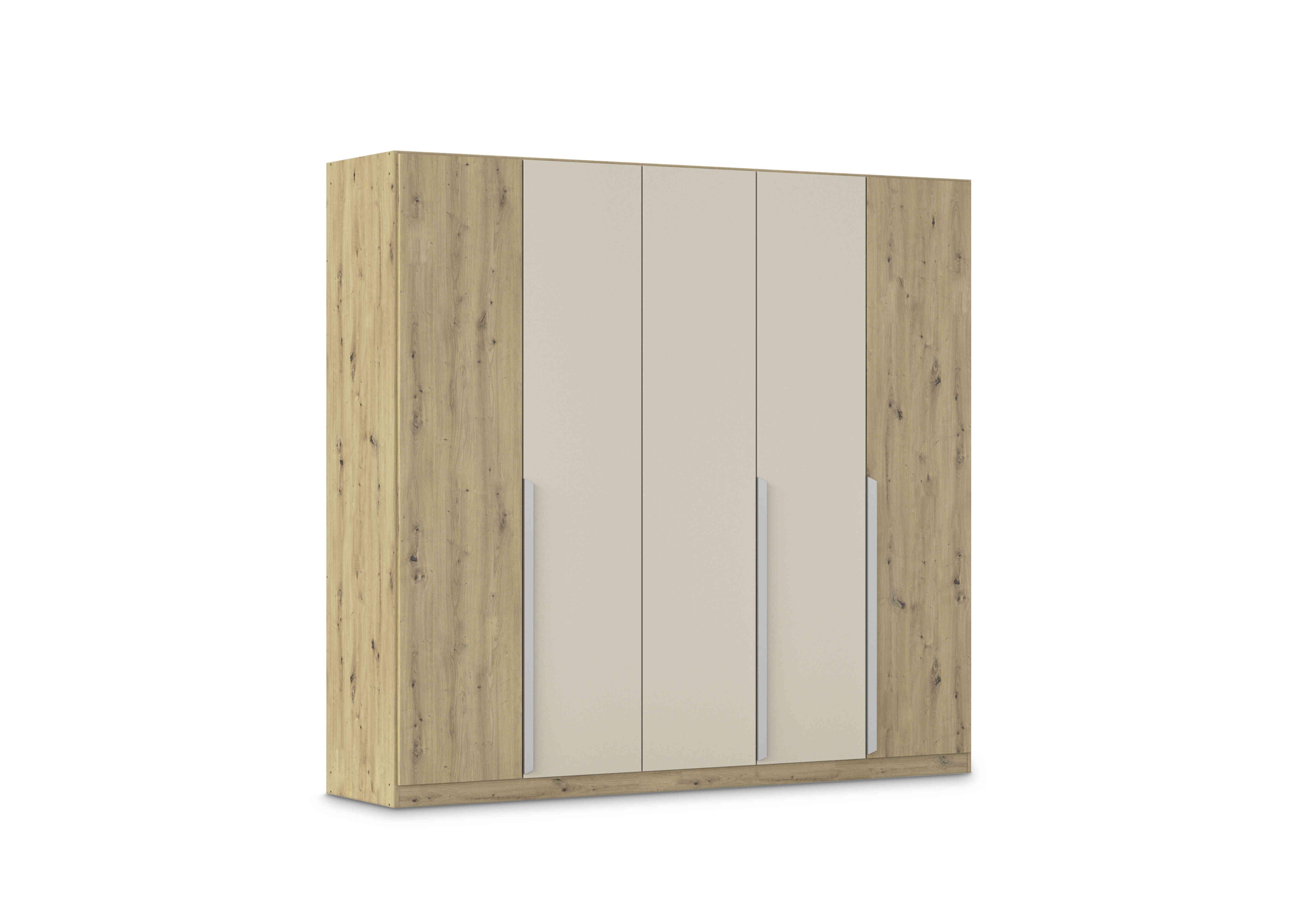 Freja 226cm 5 Door Hinged Two Toned Wardrobe in Ag738 Artisan Oak / Champagne on Furniture Village