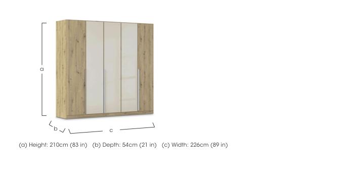 Freja 226cm 5 Door Hinged Decor Wardrobe With Glass Doors in  on Furniture Village