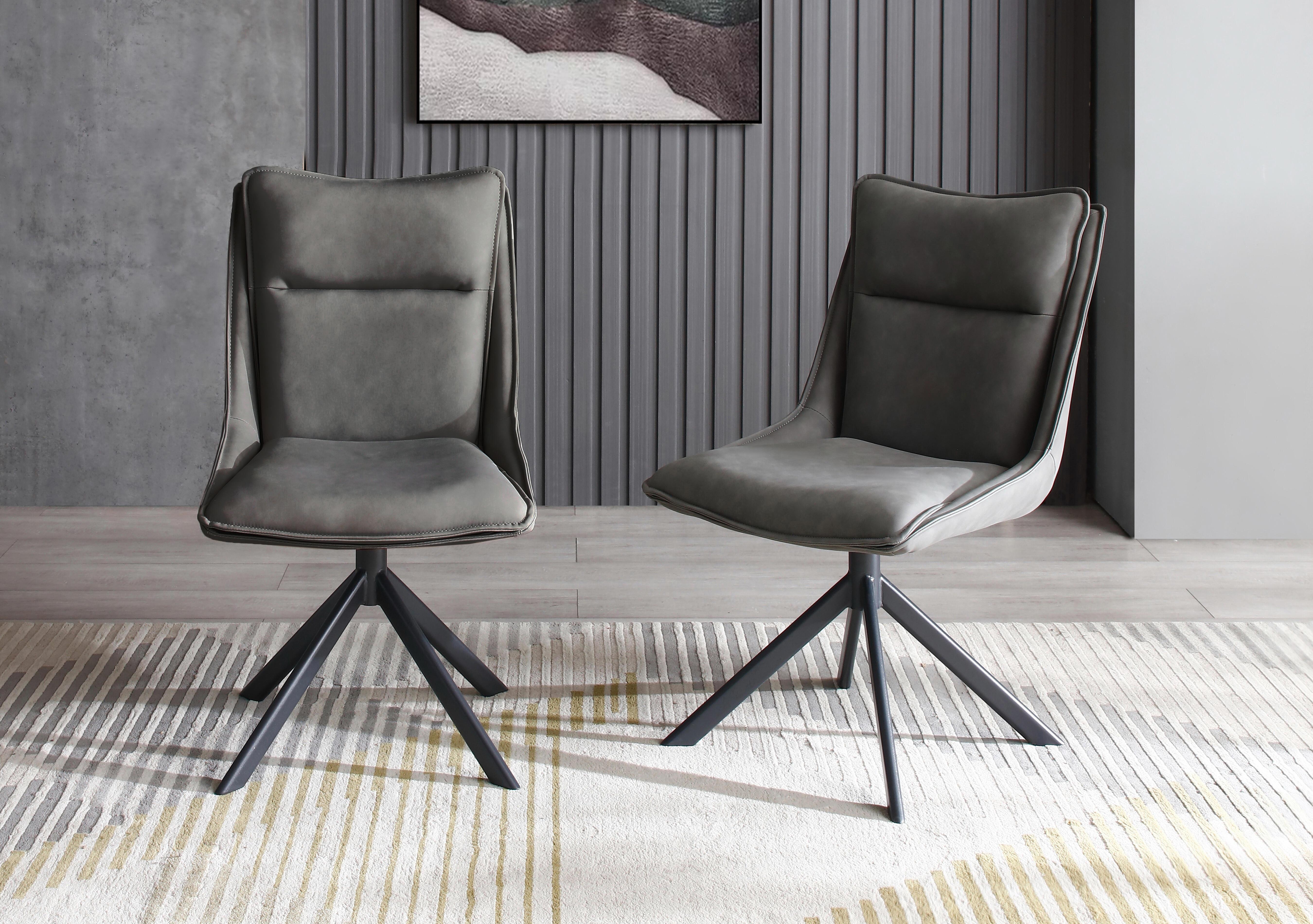 Catalina Set of 4 Swivel Dining Chairs in Dark Grey on Furniture Village