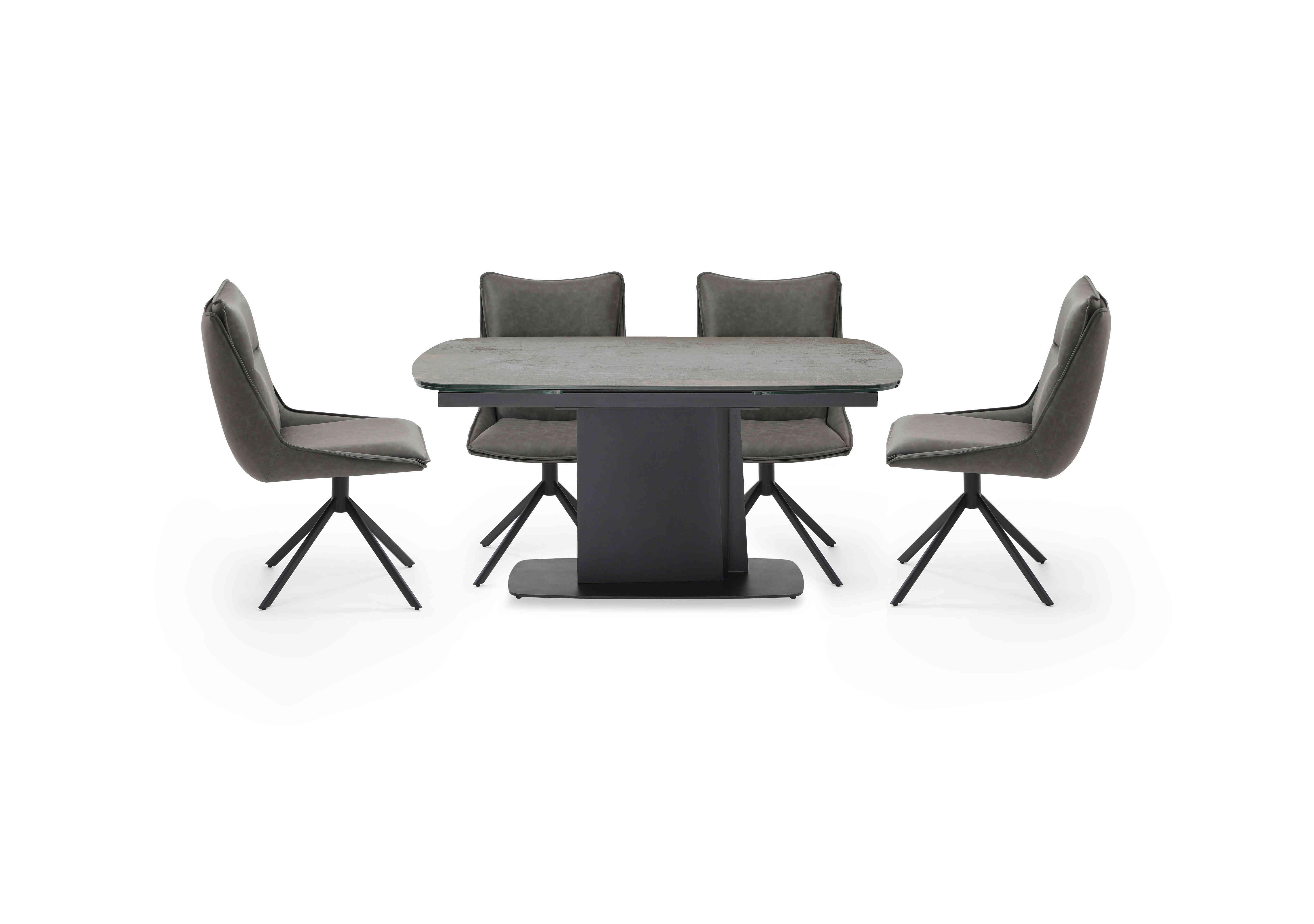 Catalina Small Extending Dining Table and 4 Swivel Dining Chairs in Dark Grey on Furniture Village