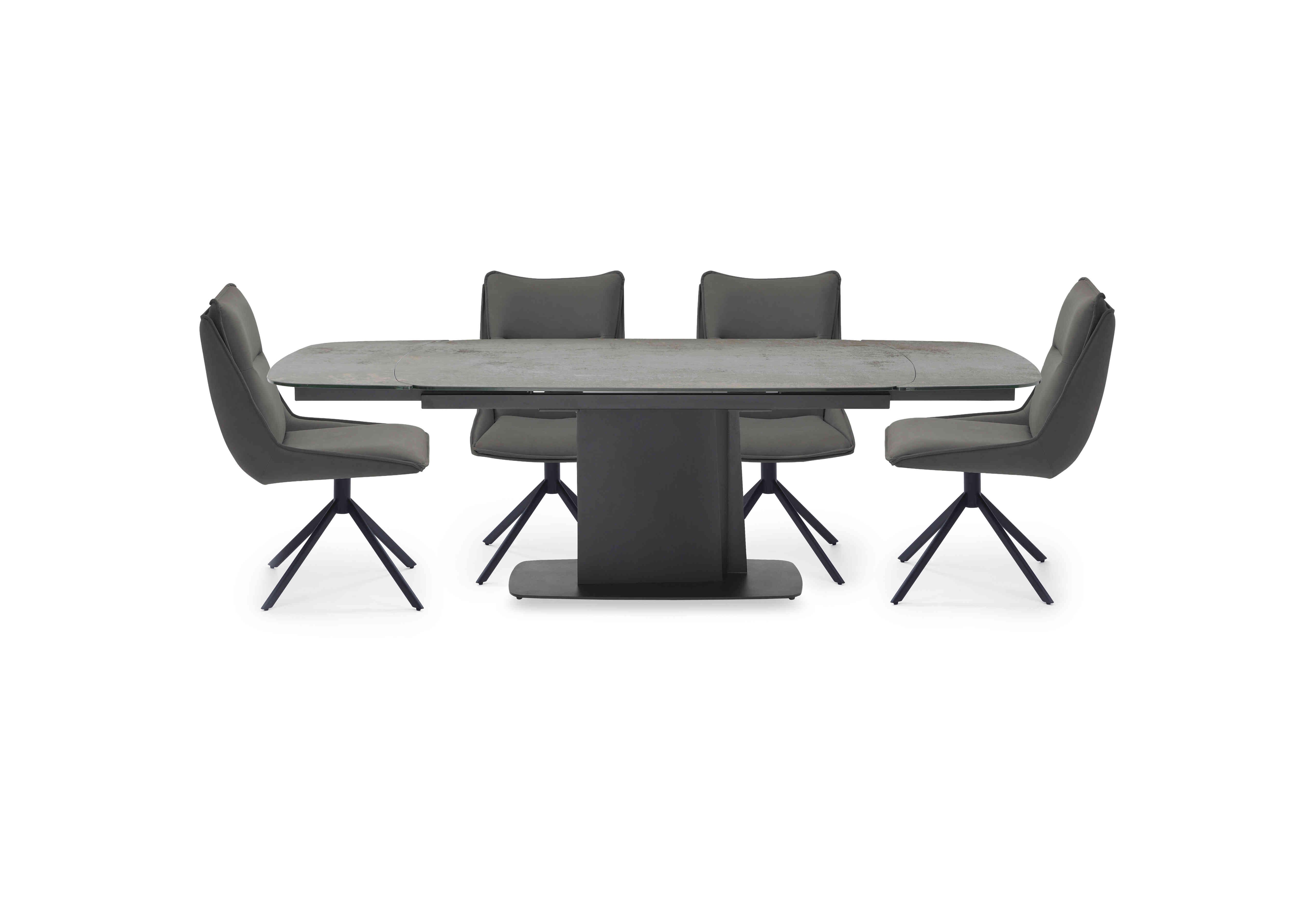 Catalina Large Extending Dining Table and 4 Swivel Dining Chairs in Dark Grey on Furniture Village