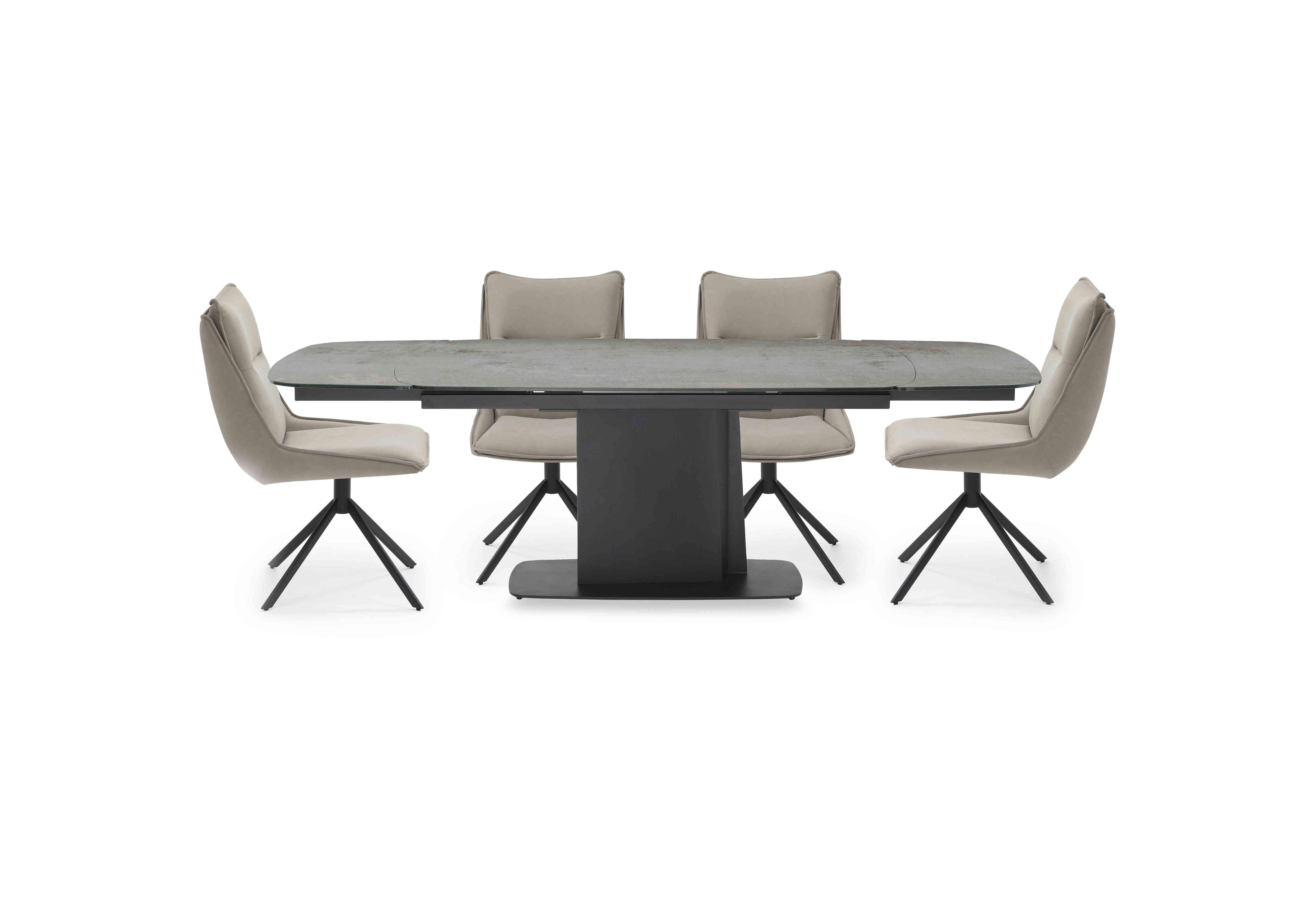 Catalina Large Extending Dining Table and 4 Swivel Dining Chairs in Taupe on Furniture Village