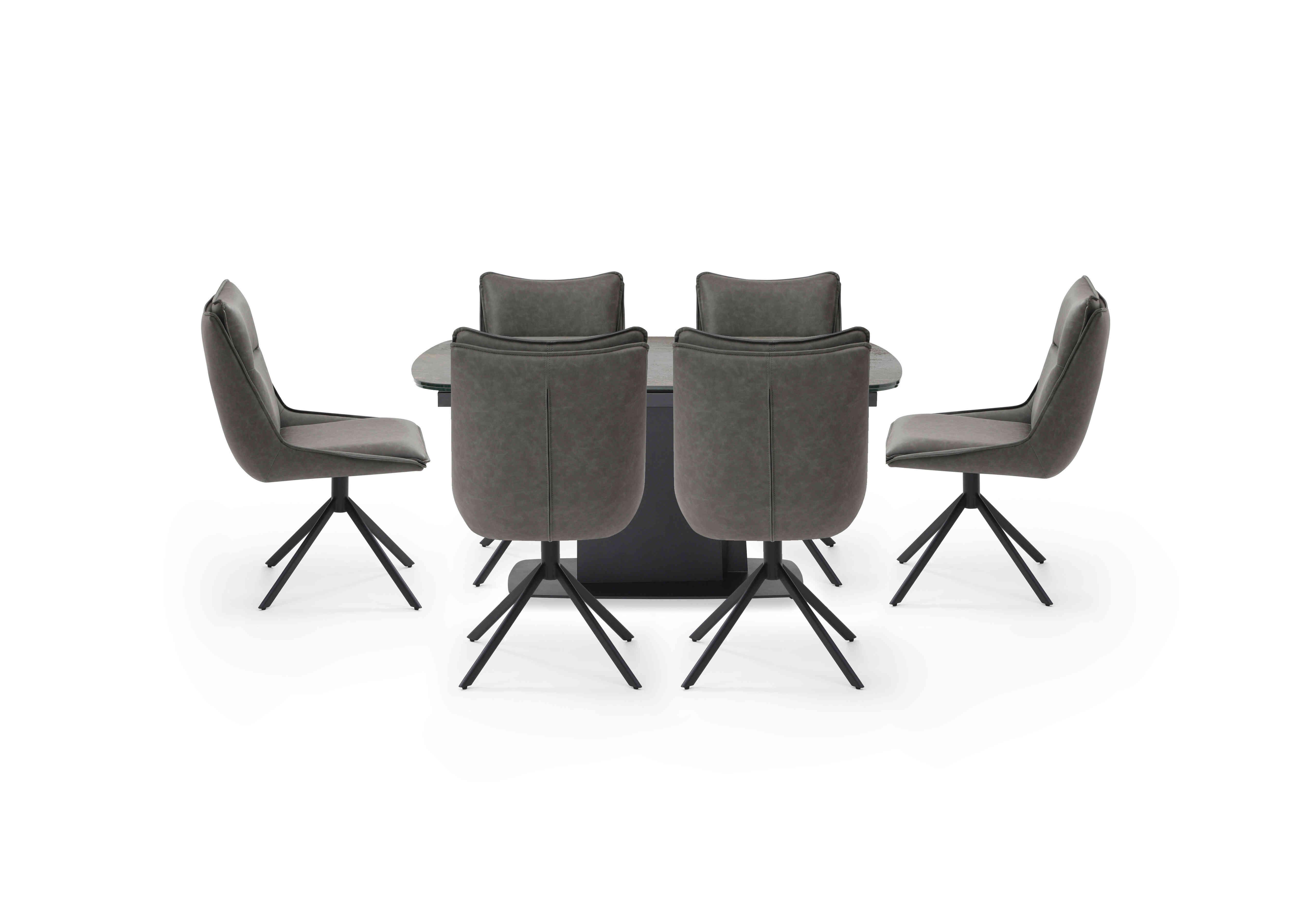 Catalina Small Extending Dining Table and 6 Swivel Dining Chairs in Dark Grey on Furniture Village