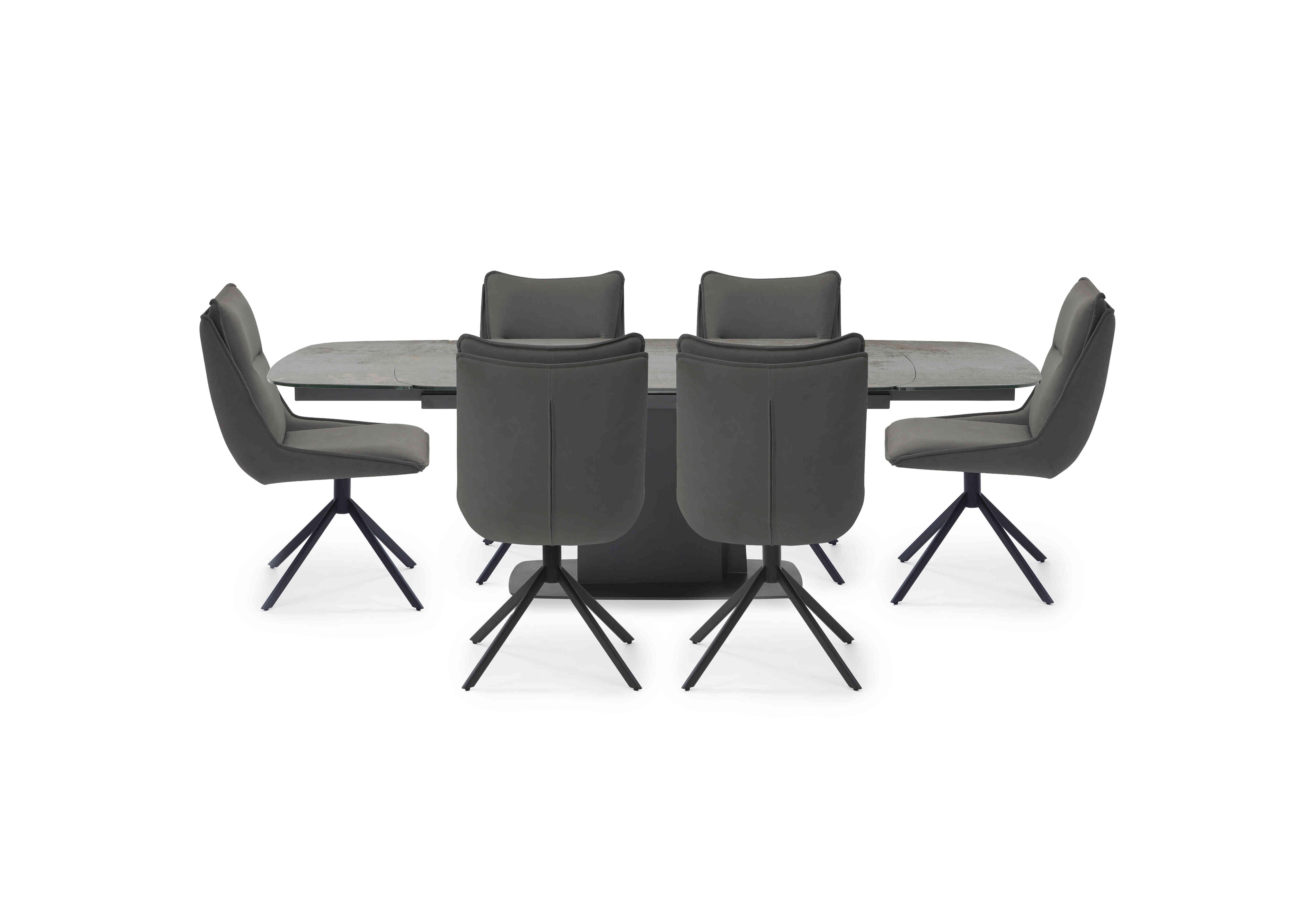 Catalina Large Extending Dining Table and 6 Swivel Dining Chairs in Dark Grey on Furniture Village