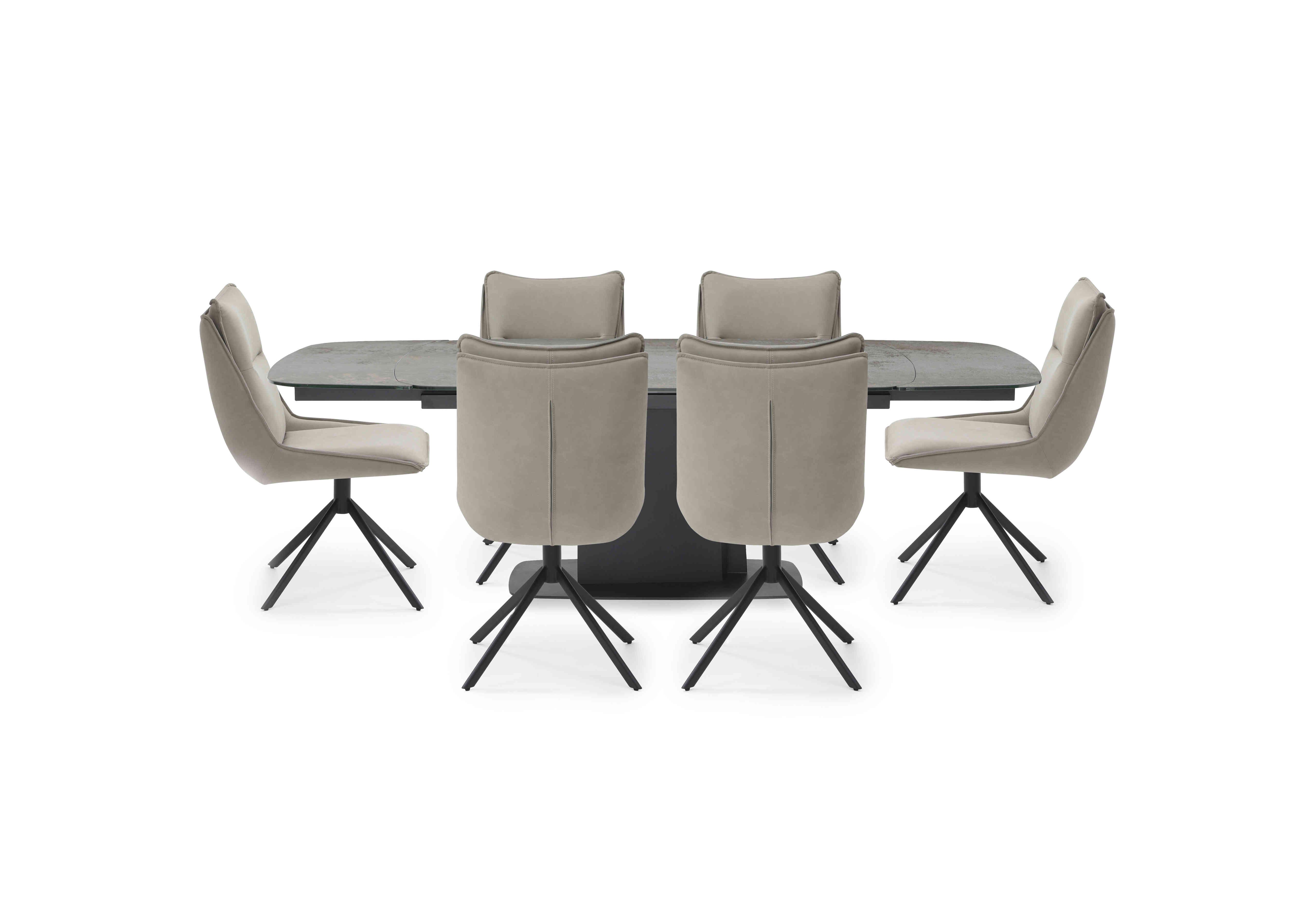 Catalina Large Extending Dining Table and 6 Swivel Dining Chairs in Taupe on Furniture Village