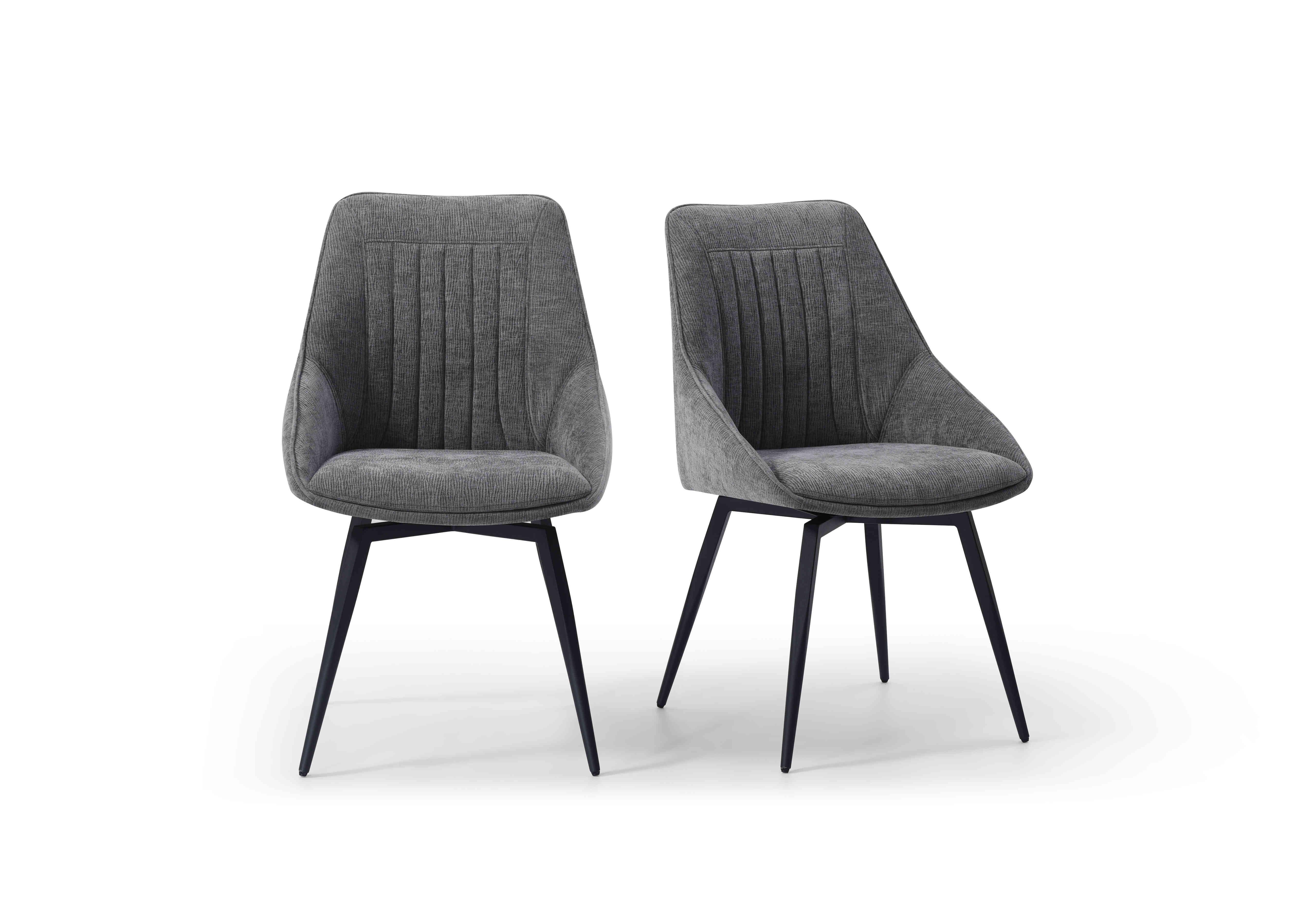 Crete Pair of Swivel Dining Chairs in Dark Grey on Furniture Village
