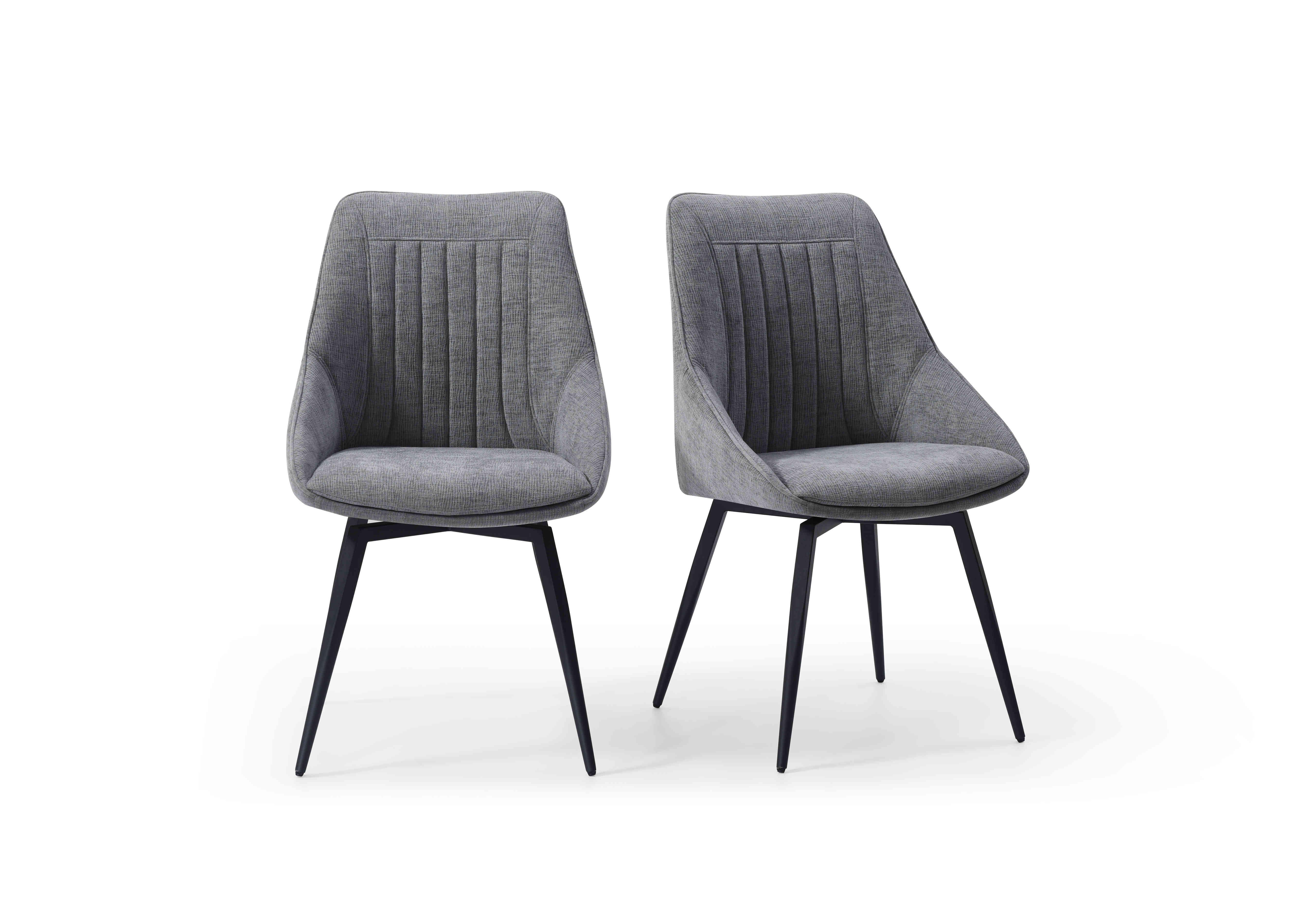 Crete Pair of Swivel Dining Chairs in Silver on Furniture Village