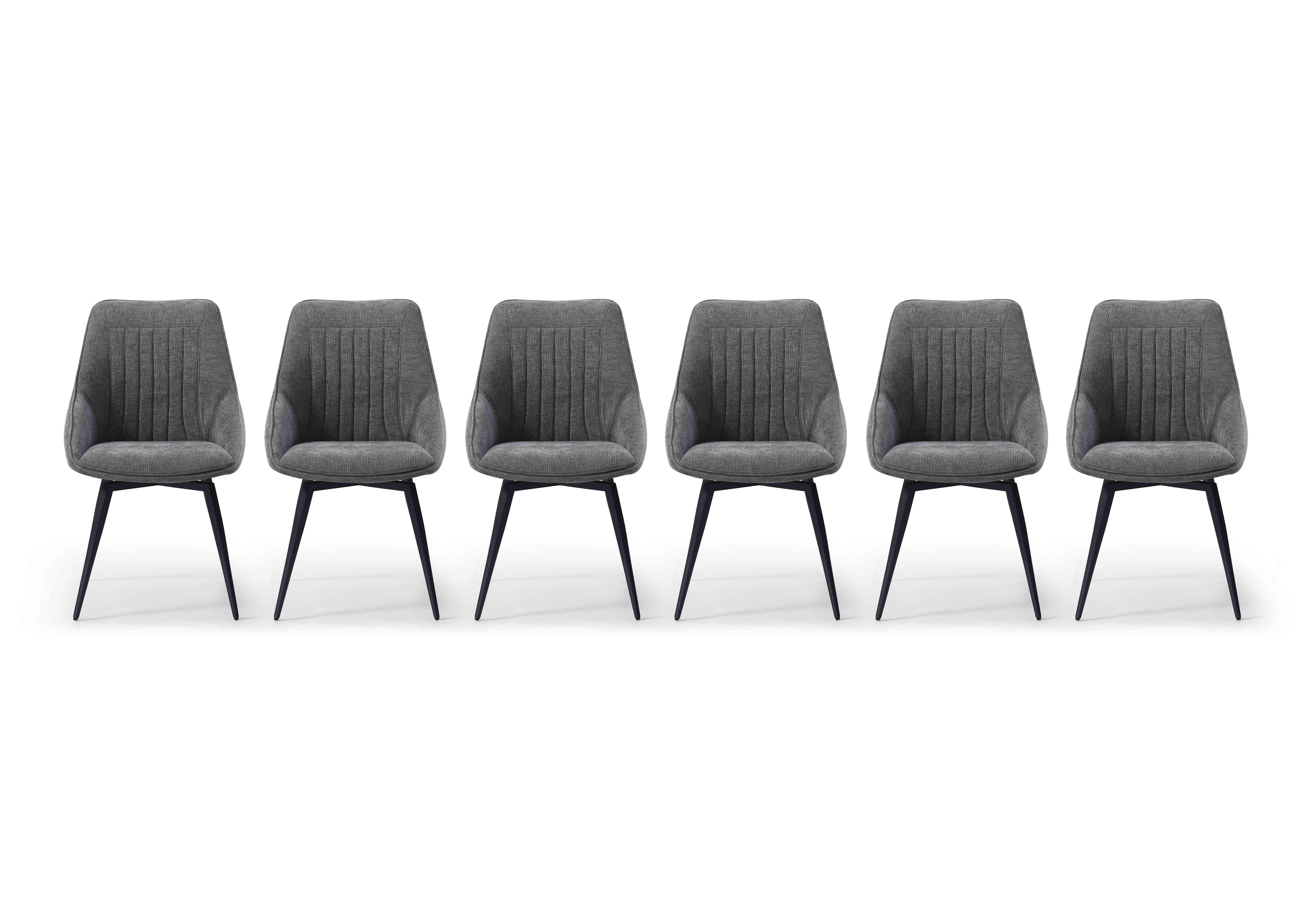 Crete Set of 6 Swivel Dining Chair in Dark Grey on Furniture Village