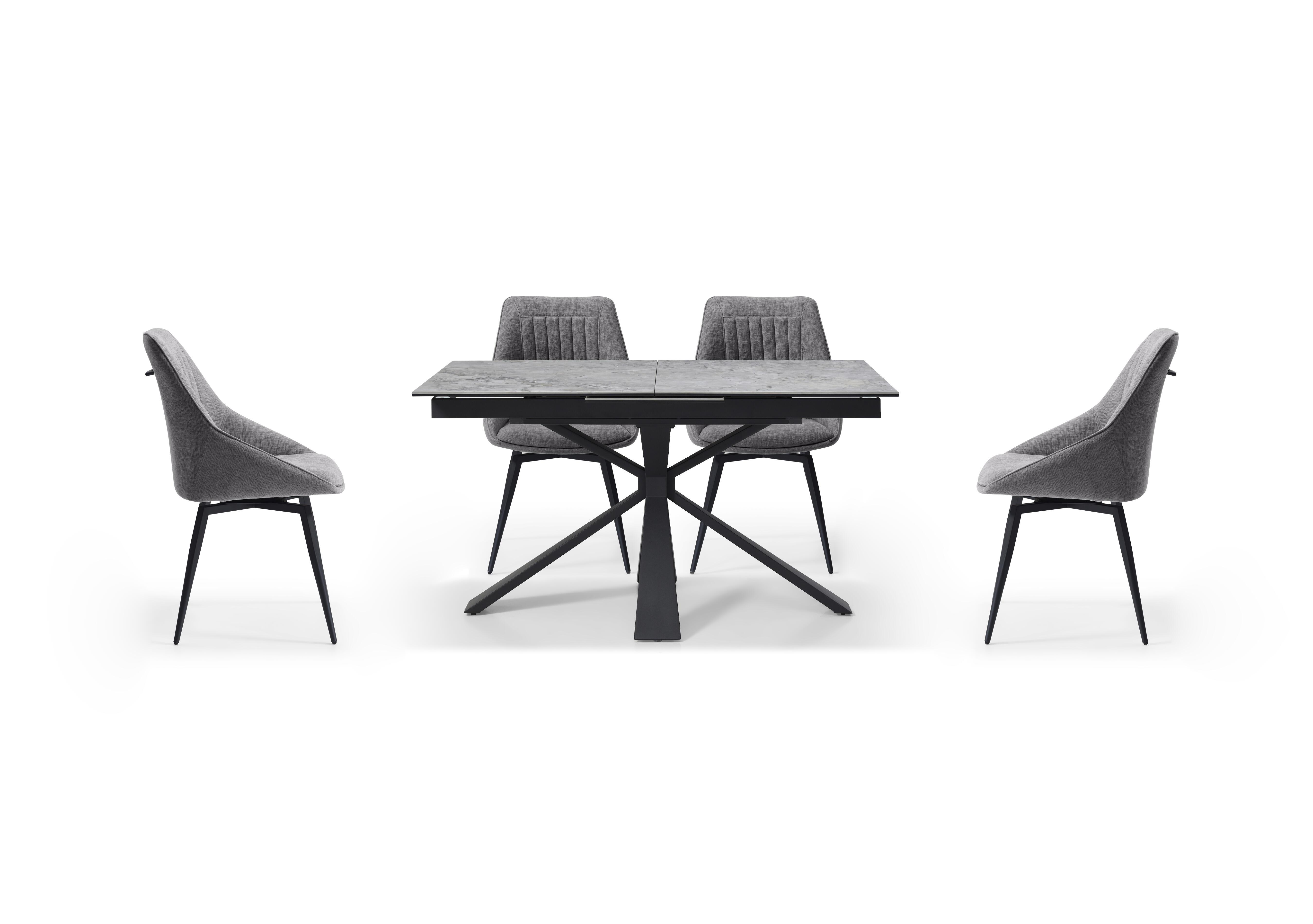Crete Small Extending Dining Table and 4 Swivel Dining Chairs in Dark Grey on Furniture Village