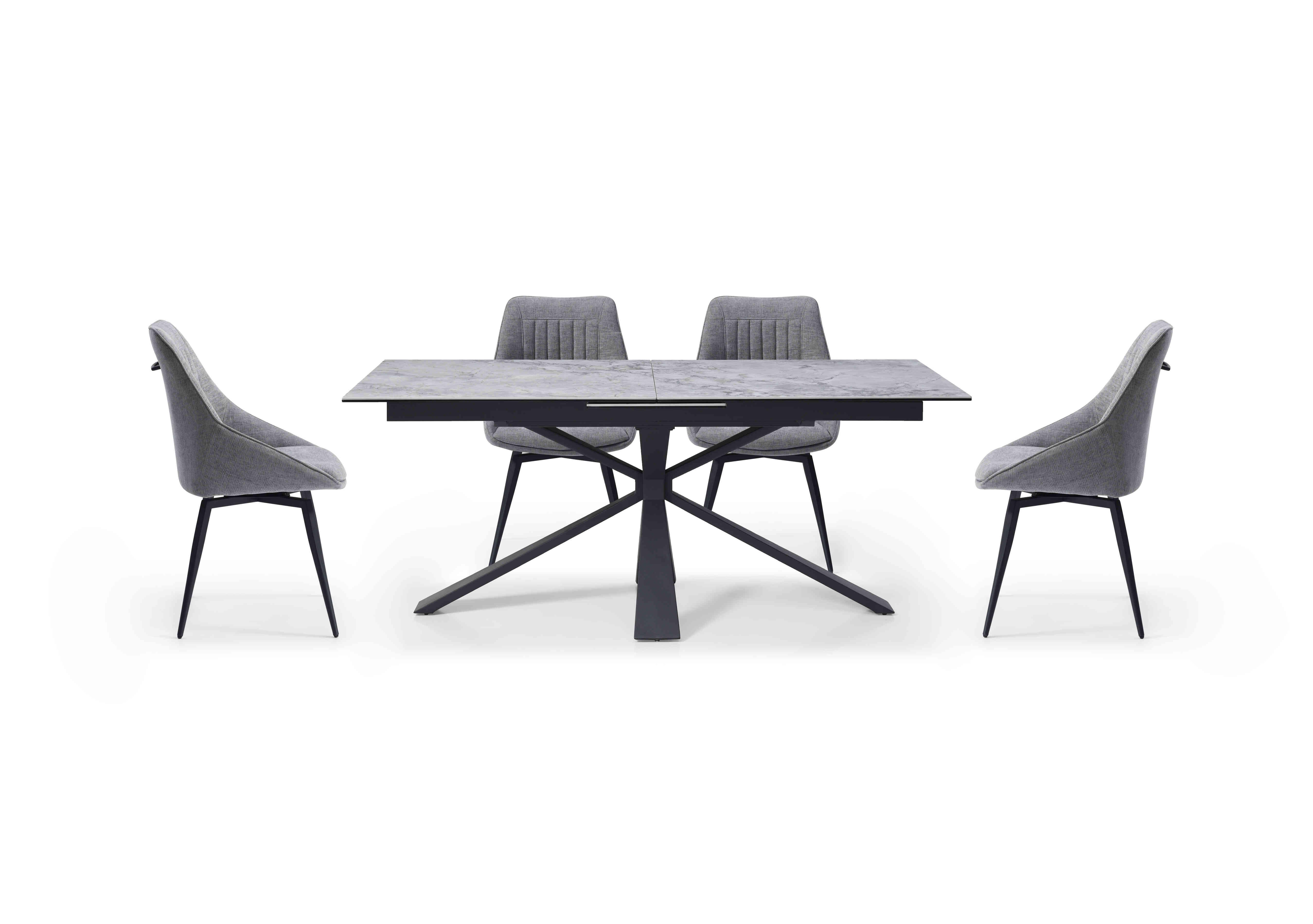 Crete Small Extending Dining Table and 4 Swivel Dining Chairs in Silver on Furniture Village