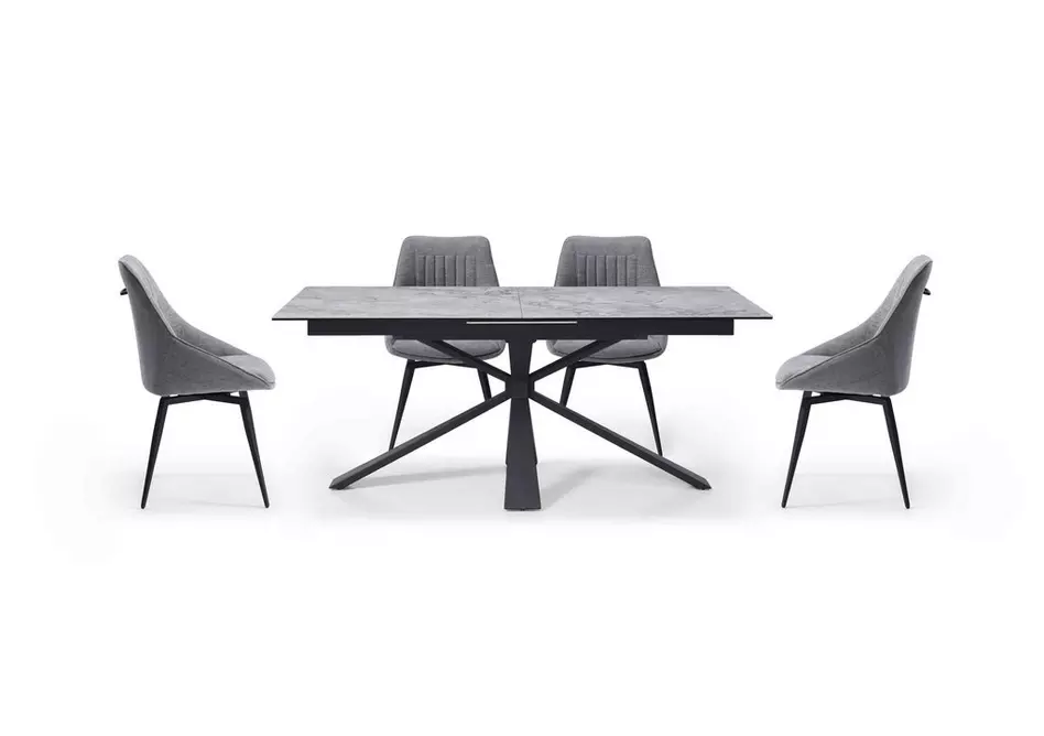 Crete Small Extending Dining Table and 4 Swivel Dining Chairs