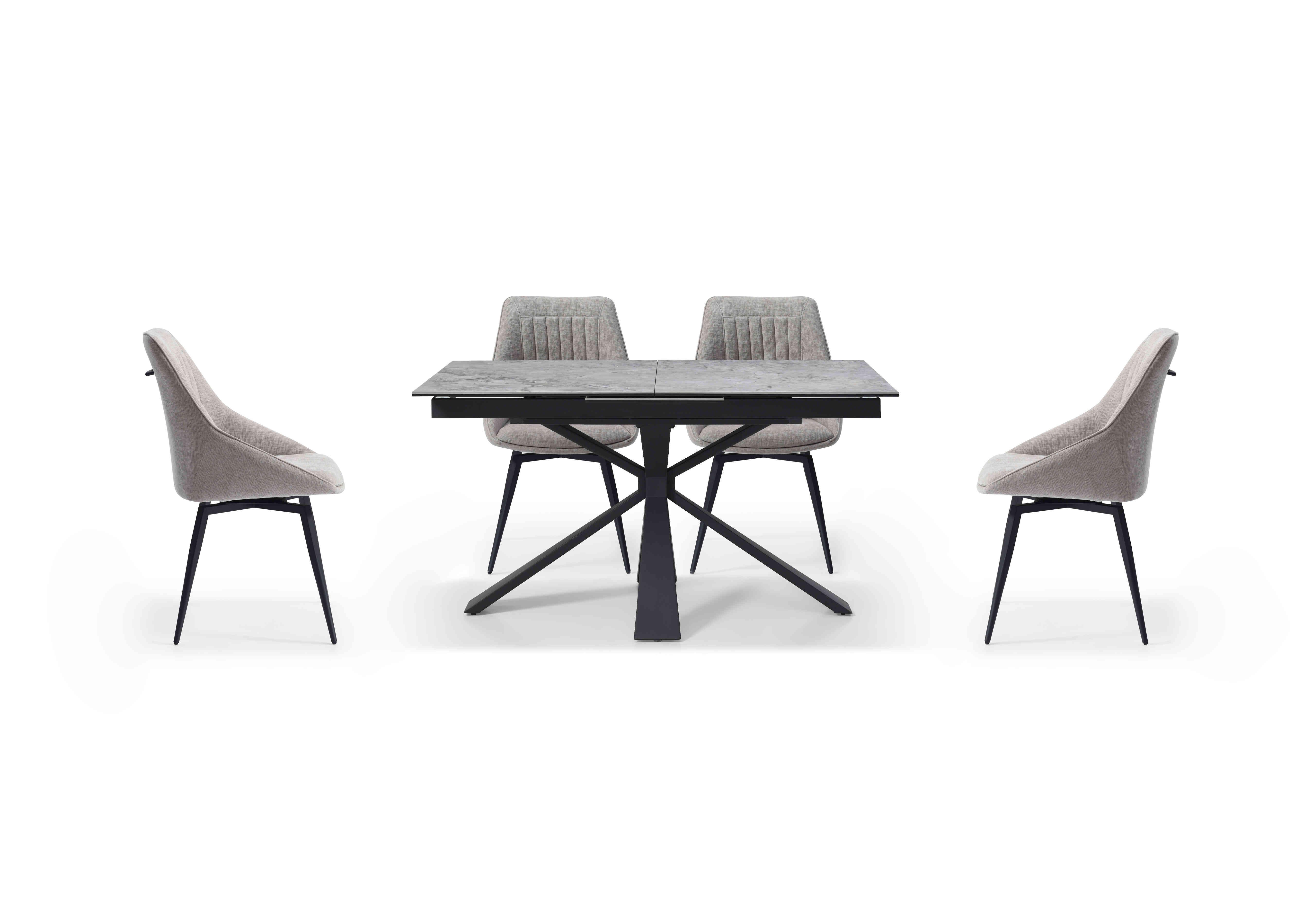 Crete Small Extending Dining Table and 4 Swivel Dining Chairs in Taupe on Furniture Village