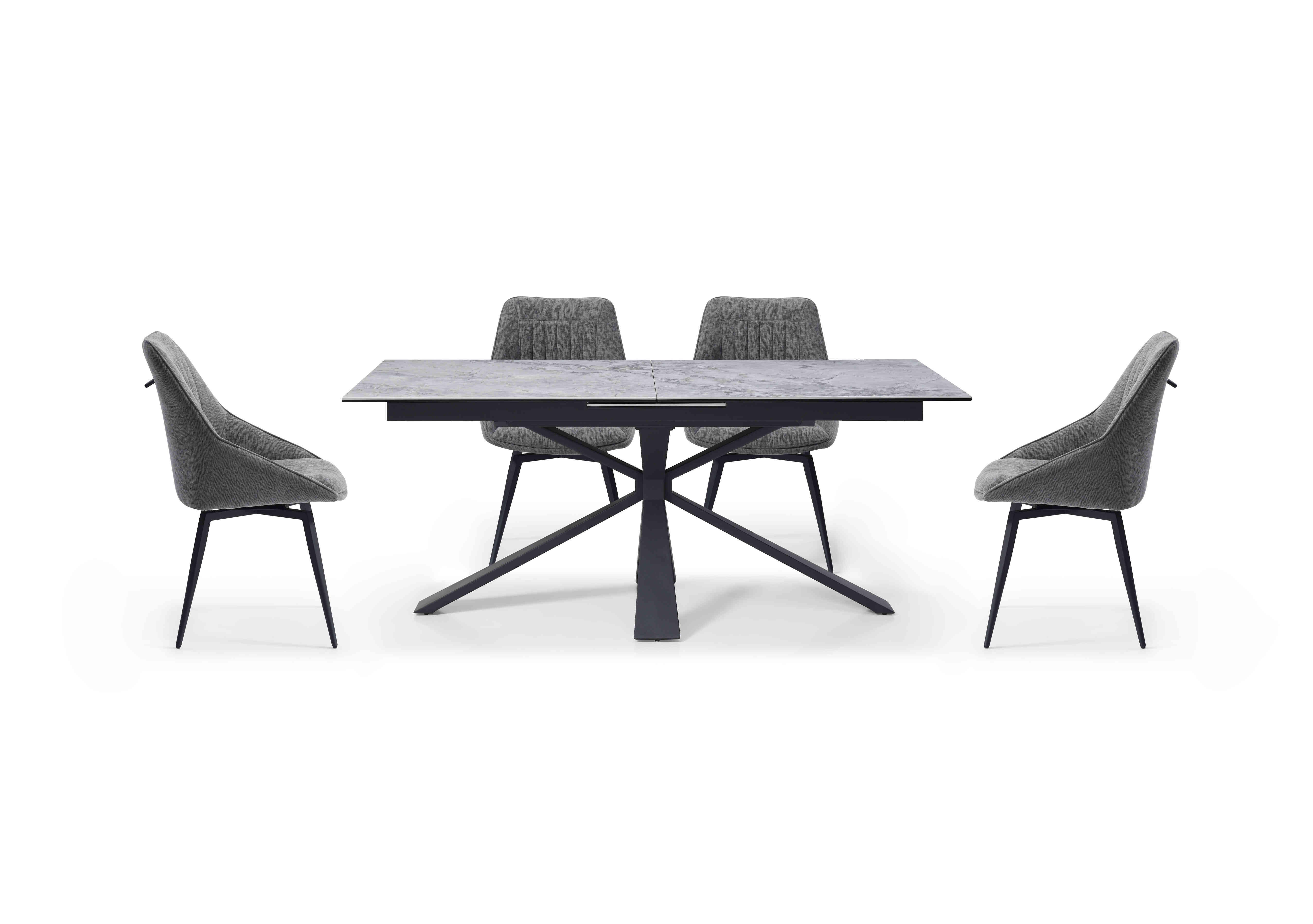Crete Large Extending Dining Table and 4 Swivel Dining Chairs in Dark Grey on Furniture Village