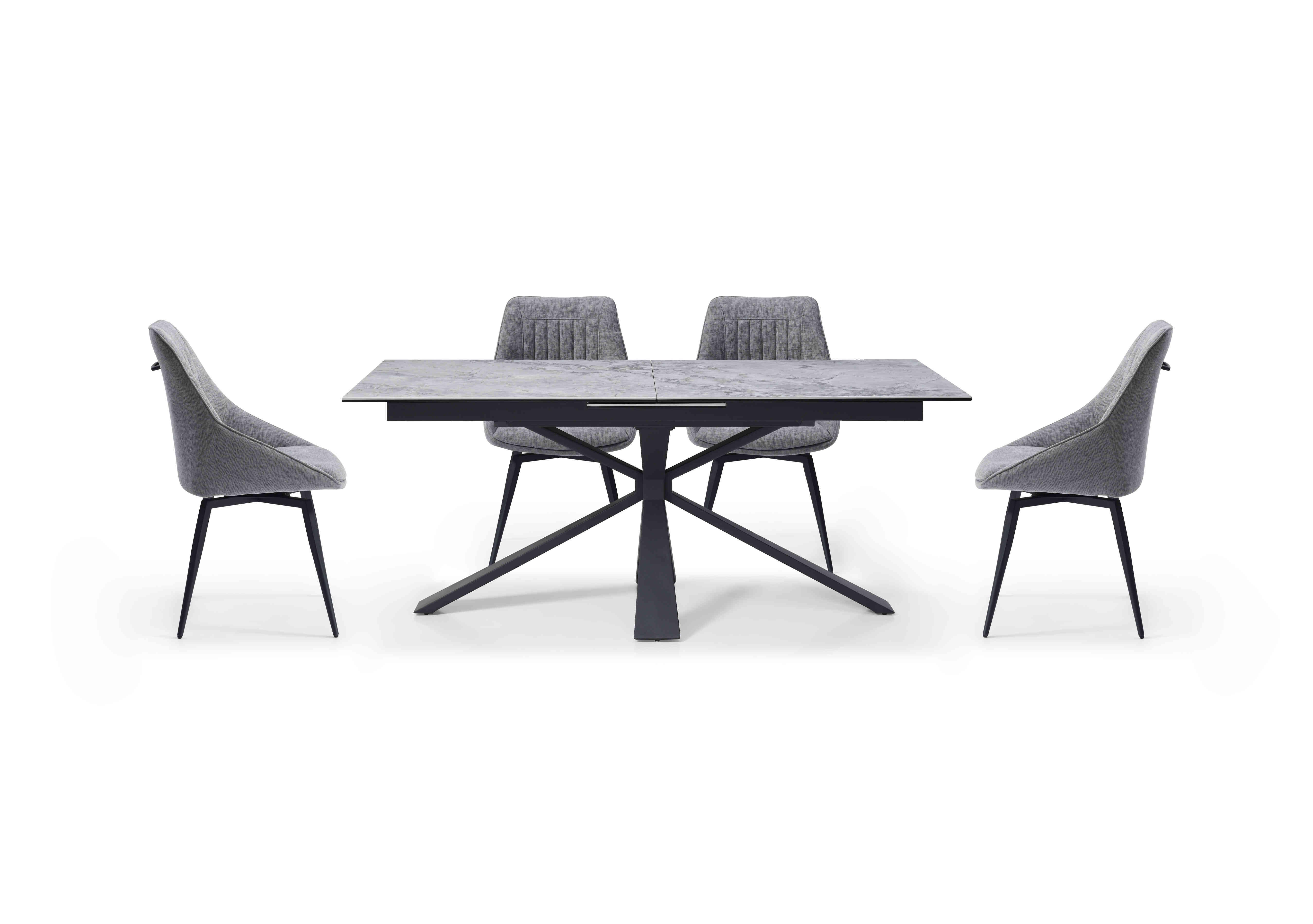 Crete Large Extending Dining Table and 4 Swivel Dining Chairs in Silver on Furniture Village