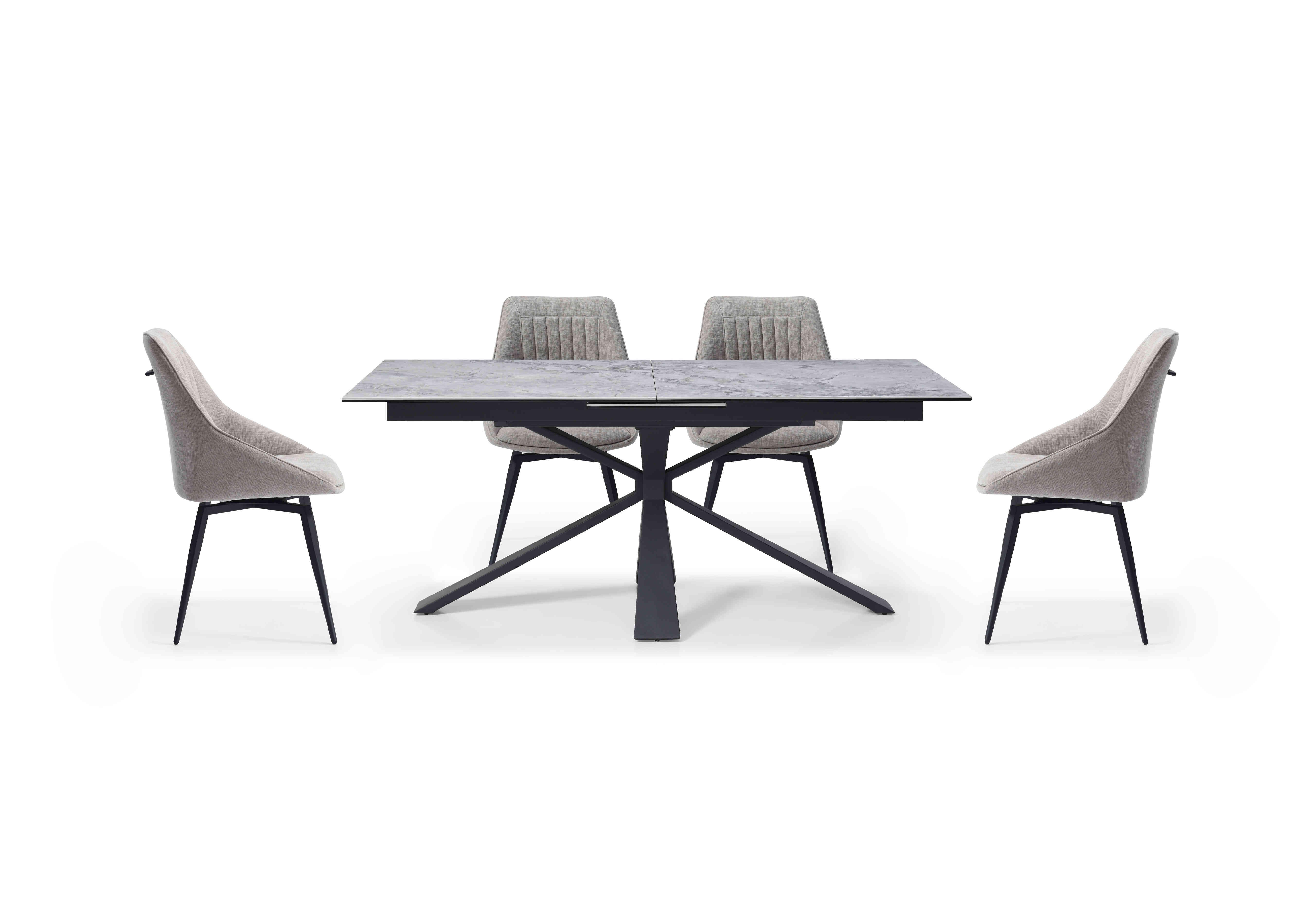 Crete Large Extending Dining Table and 4 Swivel Dining Chairs in Taupe on Furniture Village