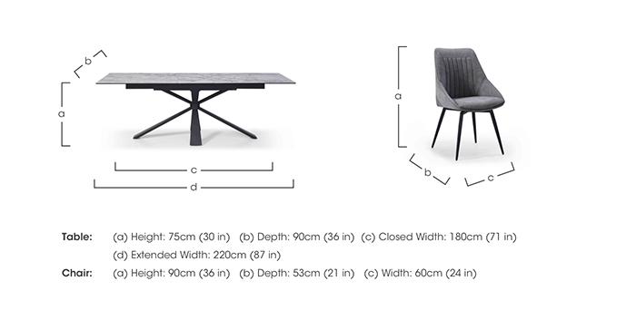 Crete Large Extending Dining Table and 6 Swivel Dining Chairs in  on Furniture Village
