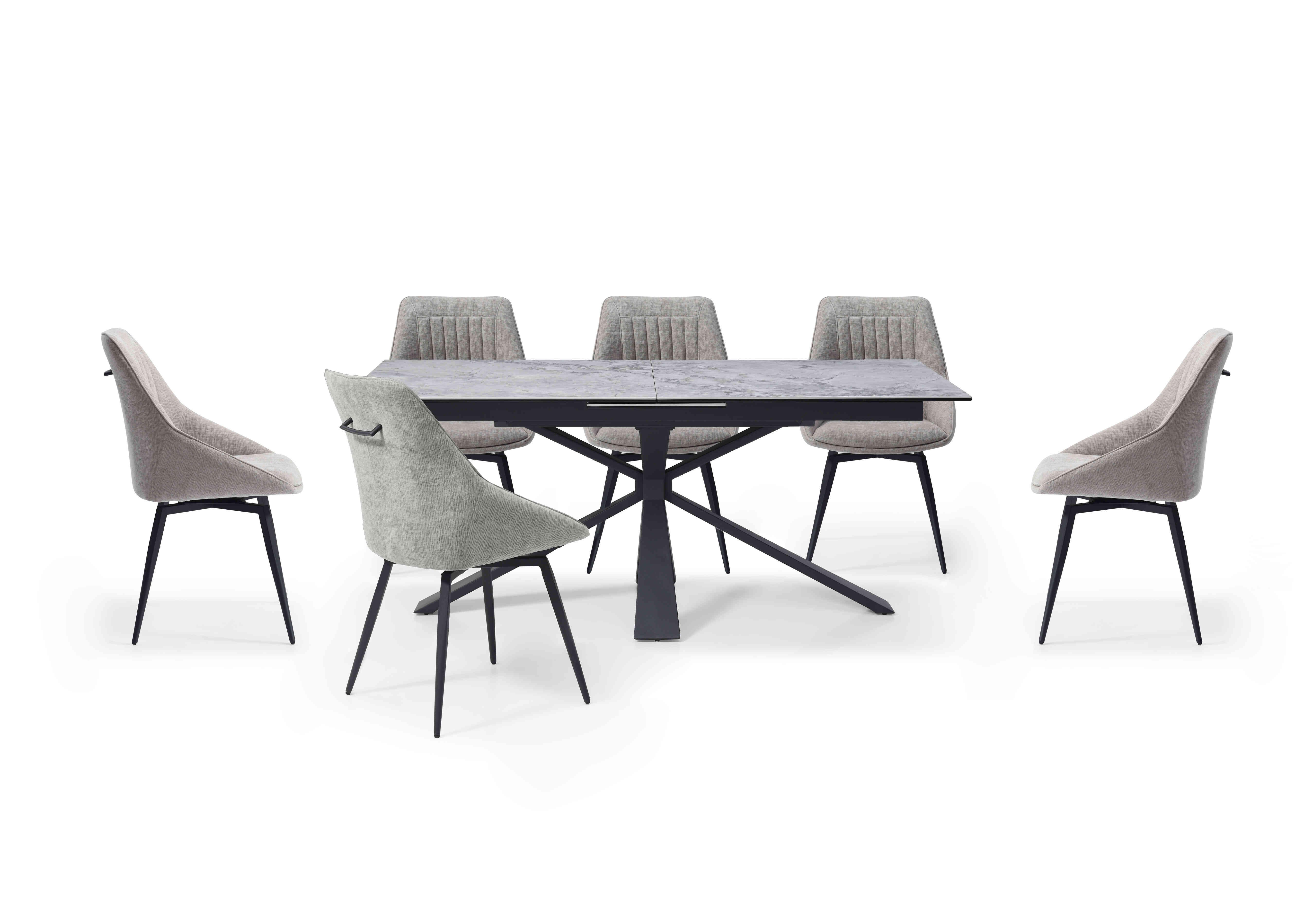 Crete Large Extending Dining Table and 6 Swivel Dining Chairs in Taupe on Furniture Village
