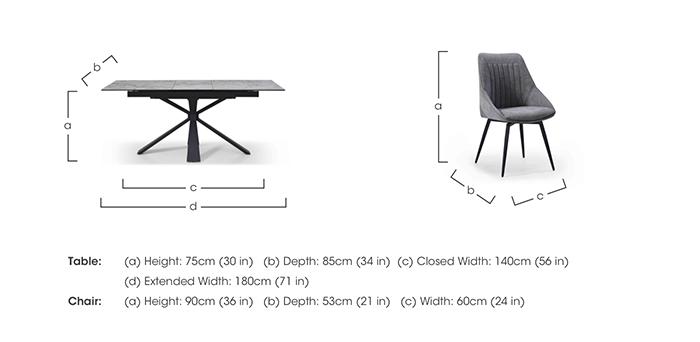 Crete Small Extending Dining Table and 6 Swivel Dining Chairs in  on Furniture Village