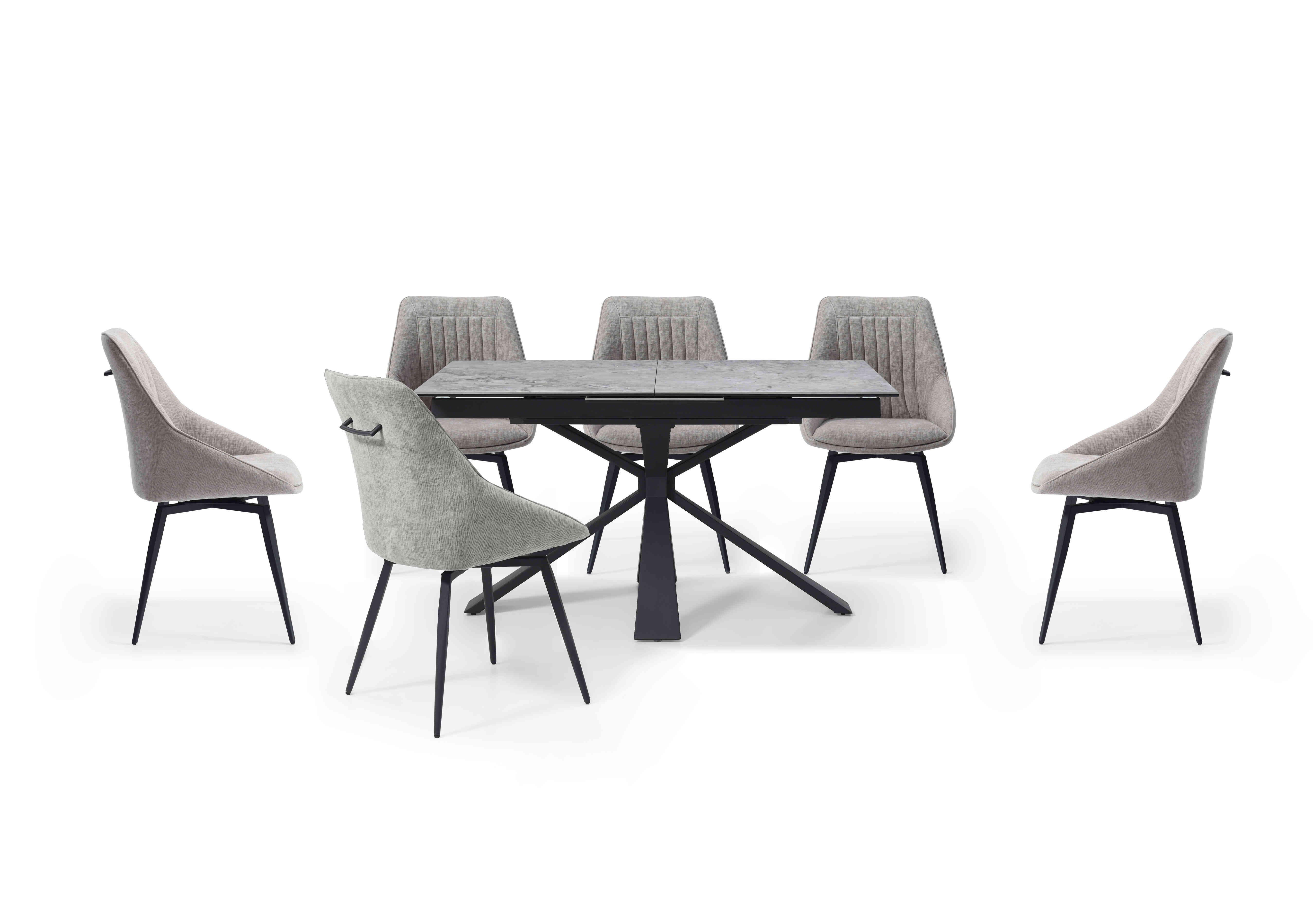 Crete Small Extending Dining Table and 6 Swivel Dining Chairs in Taupe on Furniture Village
