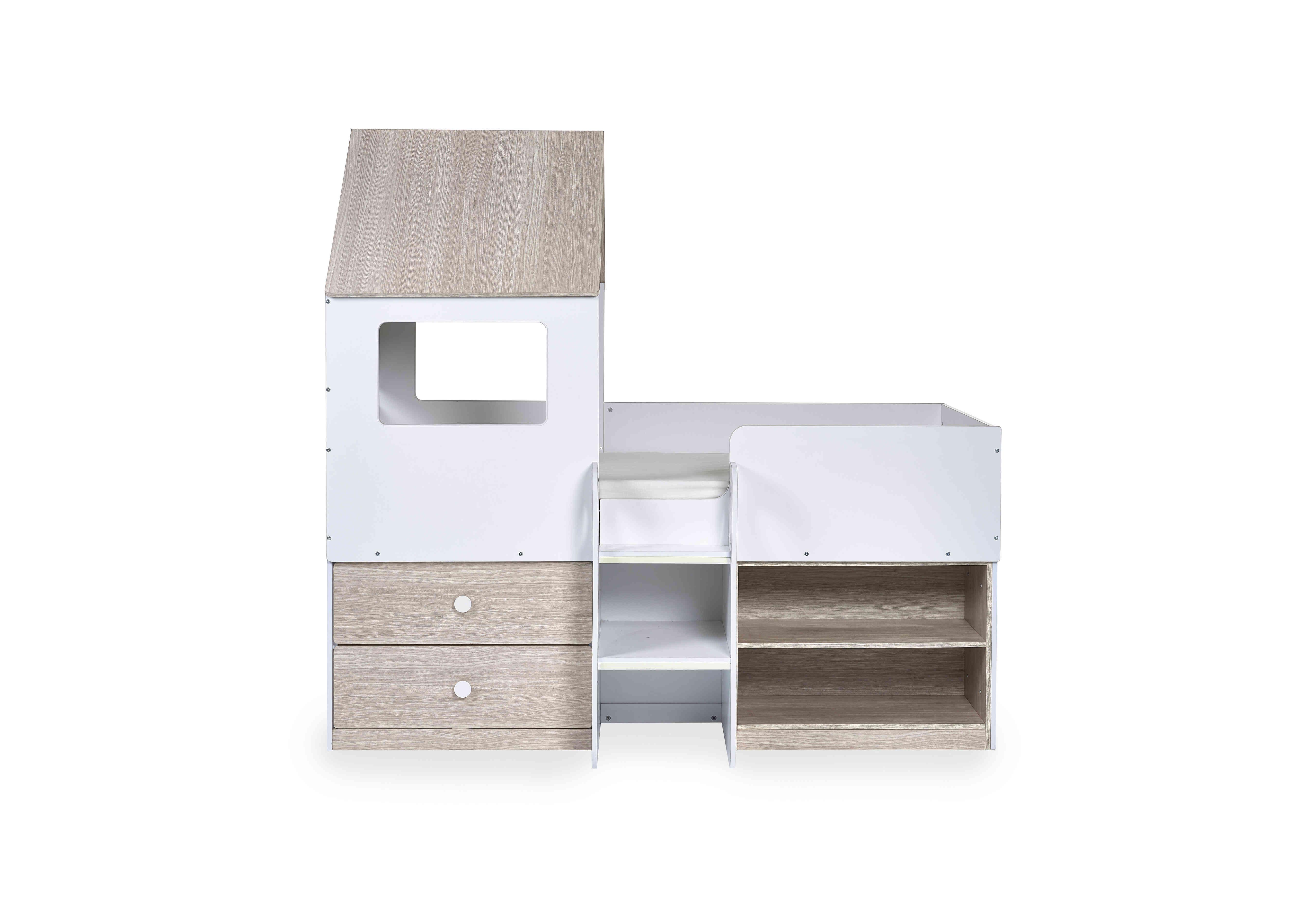 Arlet Mid Sleeper with Storage in Pale Wood & White on Furniture Village