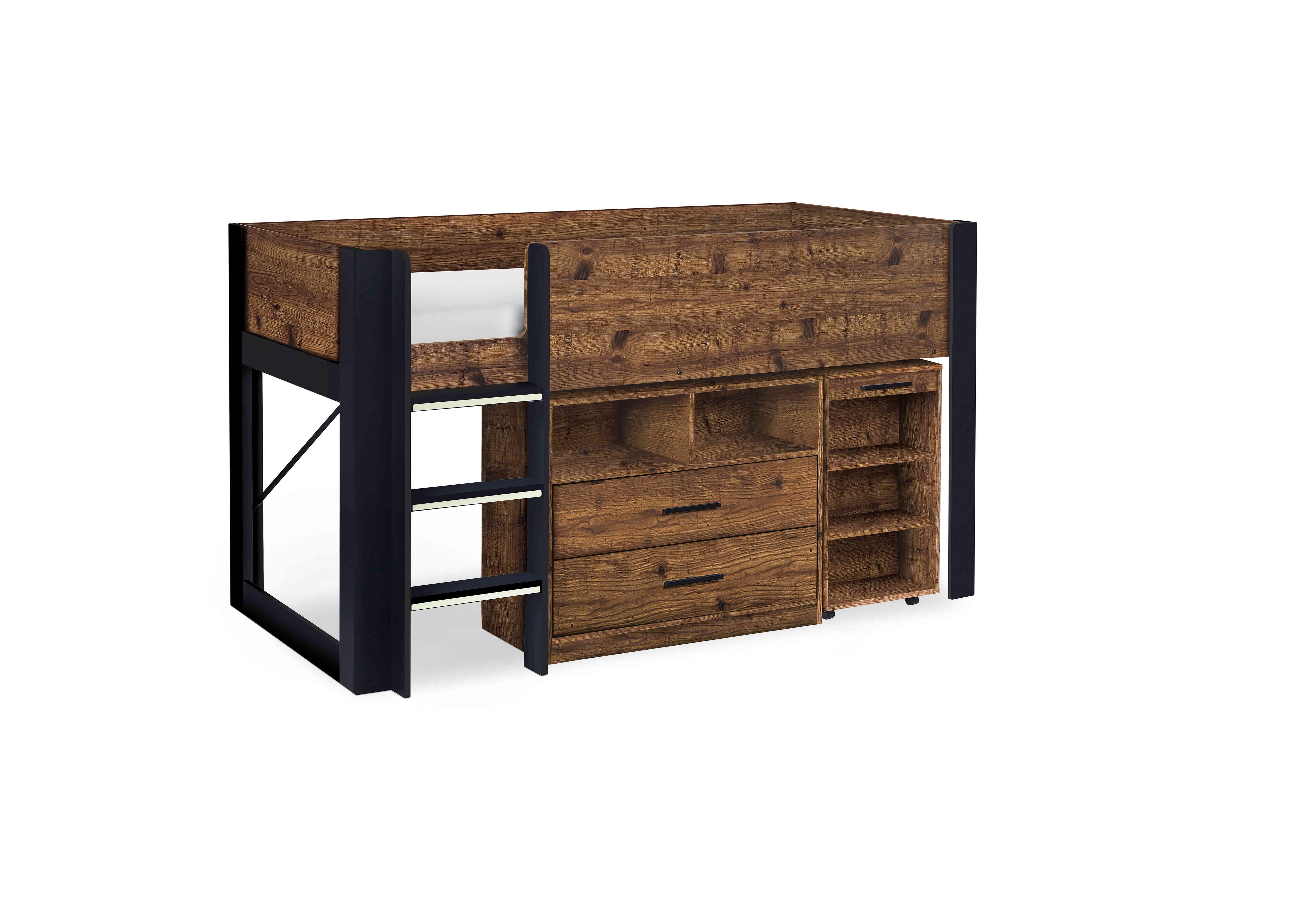 Annika Mid Sleeper with Desk in Rustic And Black on Furniture Village