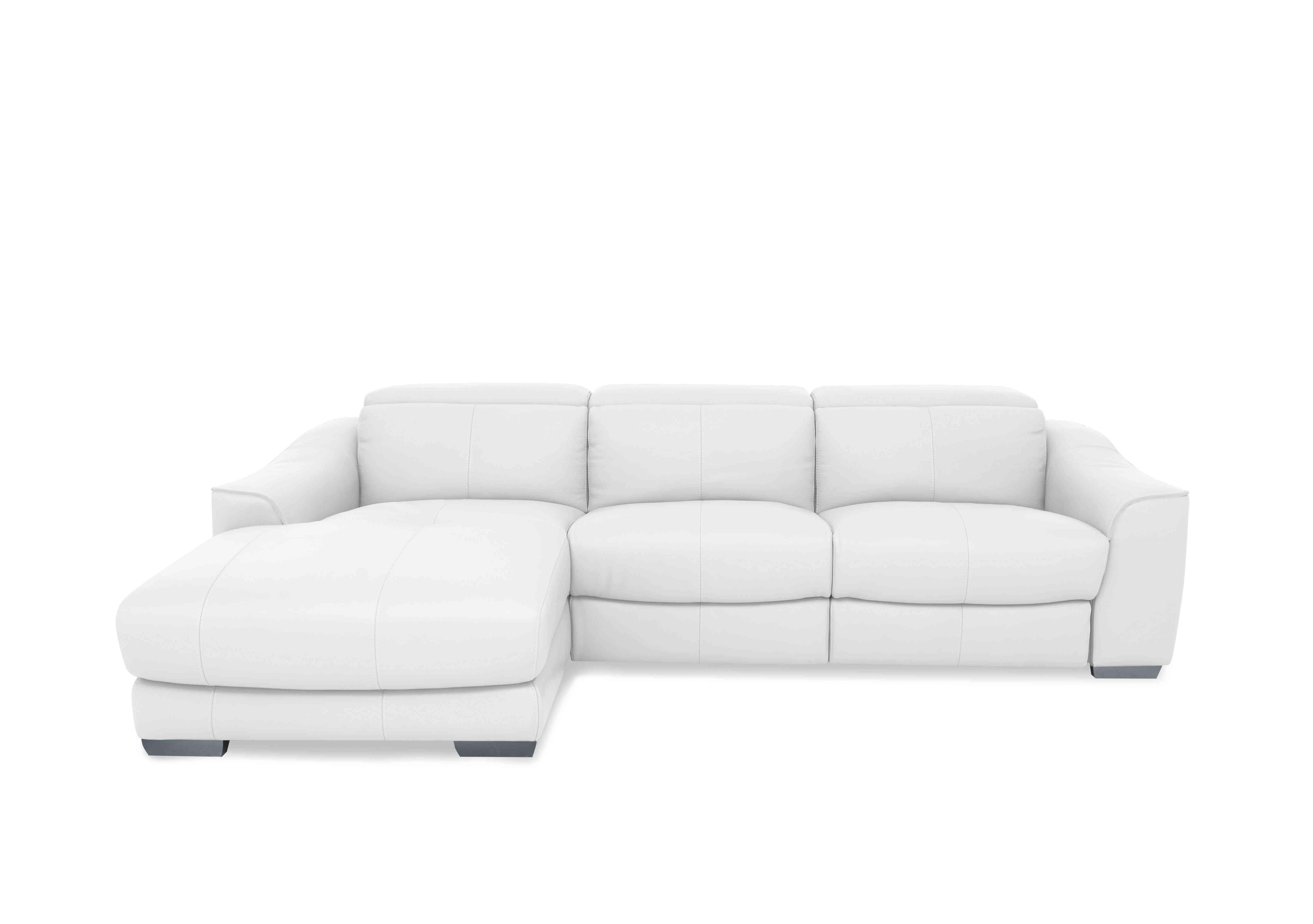 Xavier Leather Double Power Recliner Chaise End Sofa with Power Headrests in Bv-744d Star White on Furniture Village