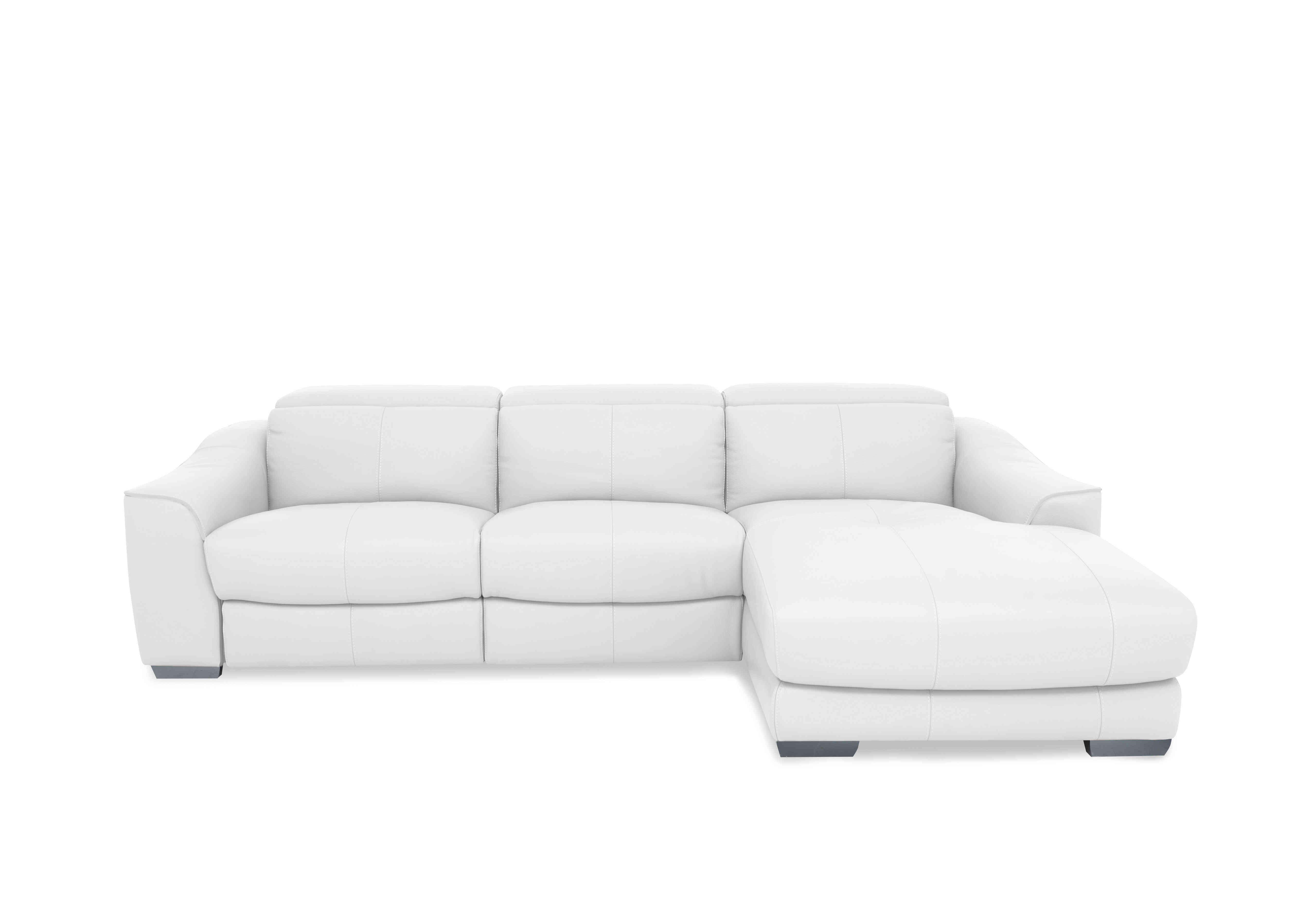 Xavier Leather Double Power Recliner Chaise End Sofa with Power Headrests in Hw-744d Star White on Furniture Village