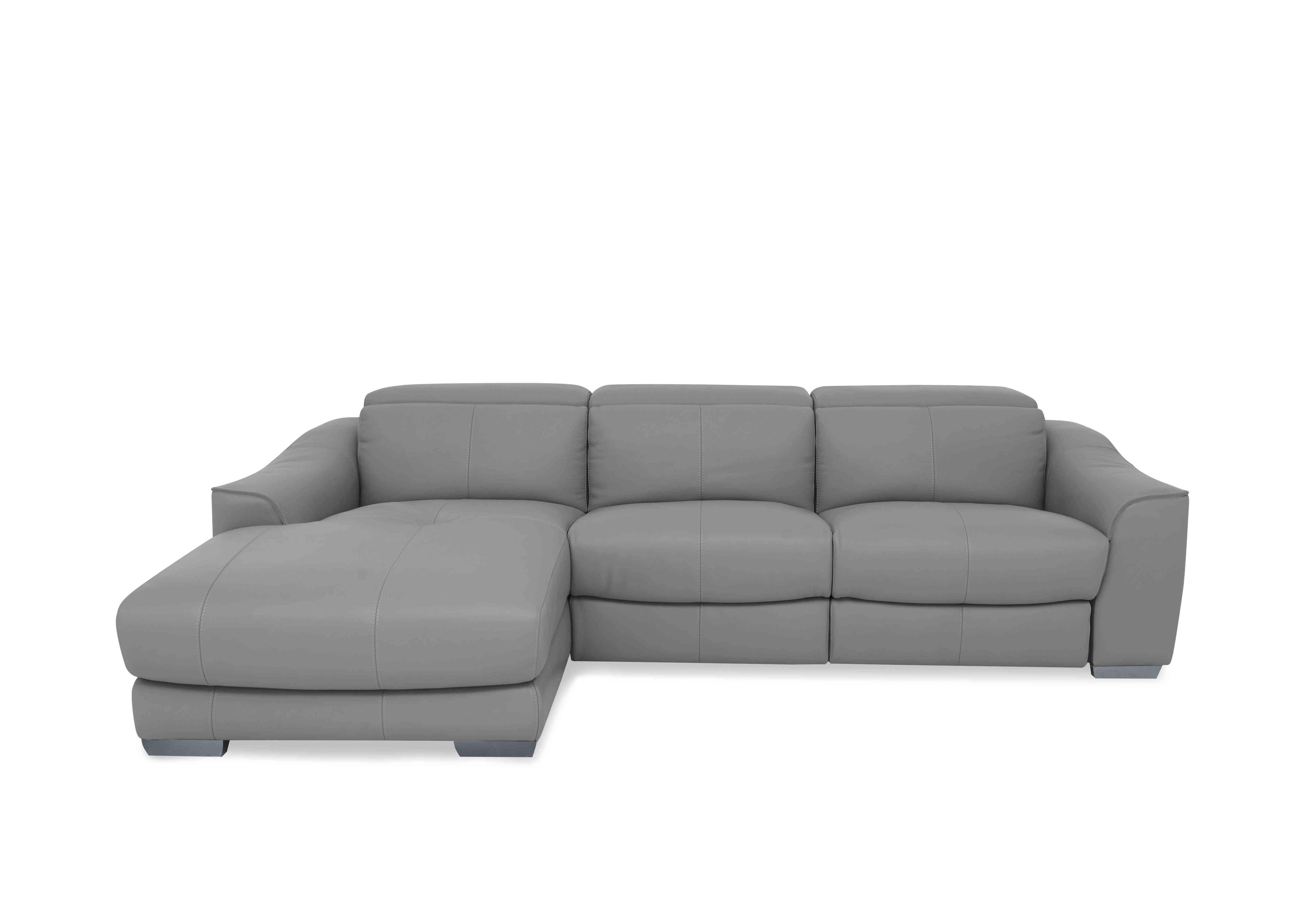 Xavier Leather Double Power Recliner Chaise End Sofa with Power Headrests in Nc-435e Sleet on Furniture Village
