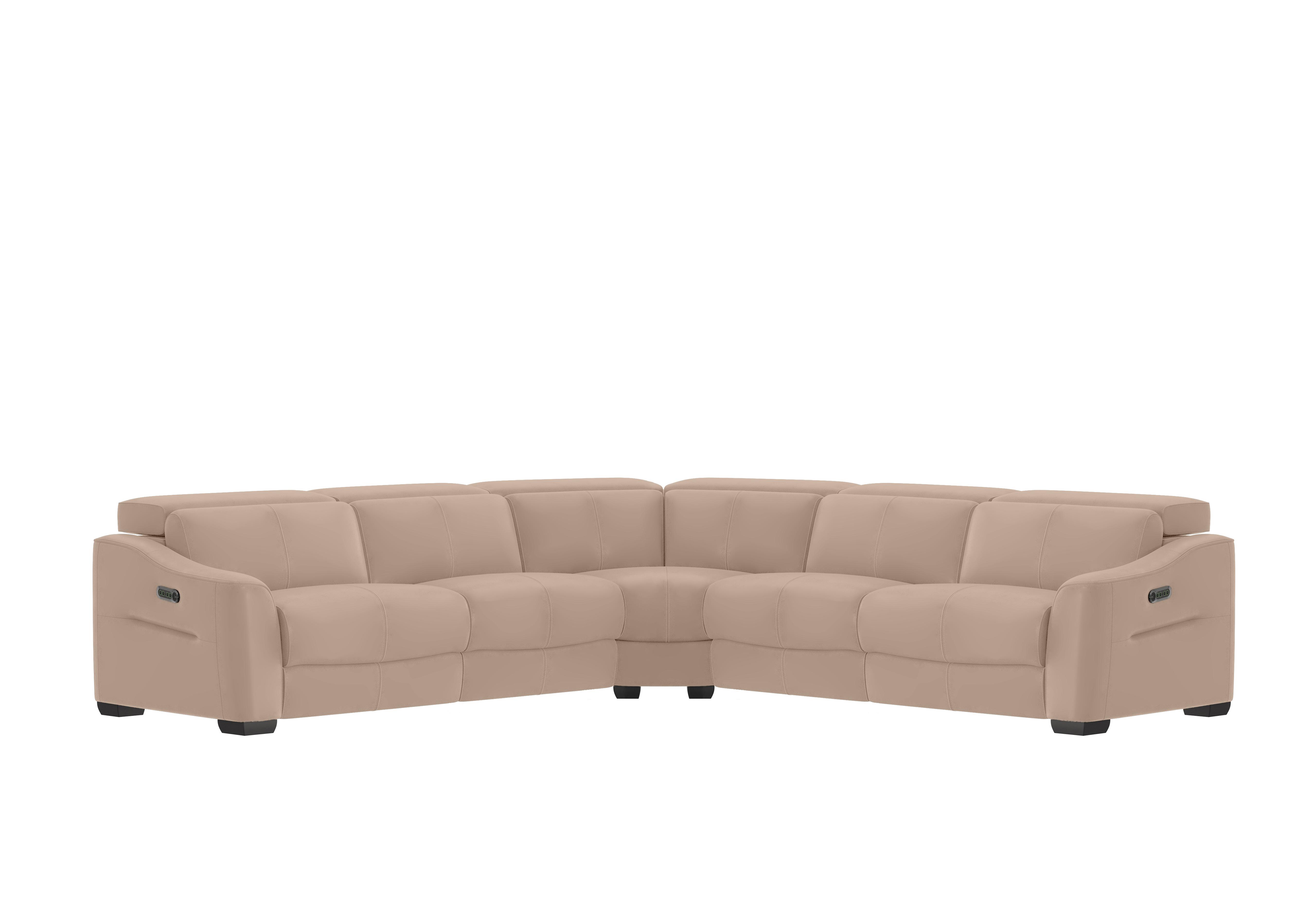 Xavier Leather Large Corner Sofa in Bv-039c Pebble on Furniture Village