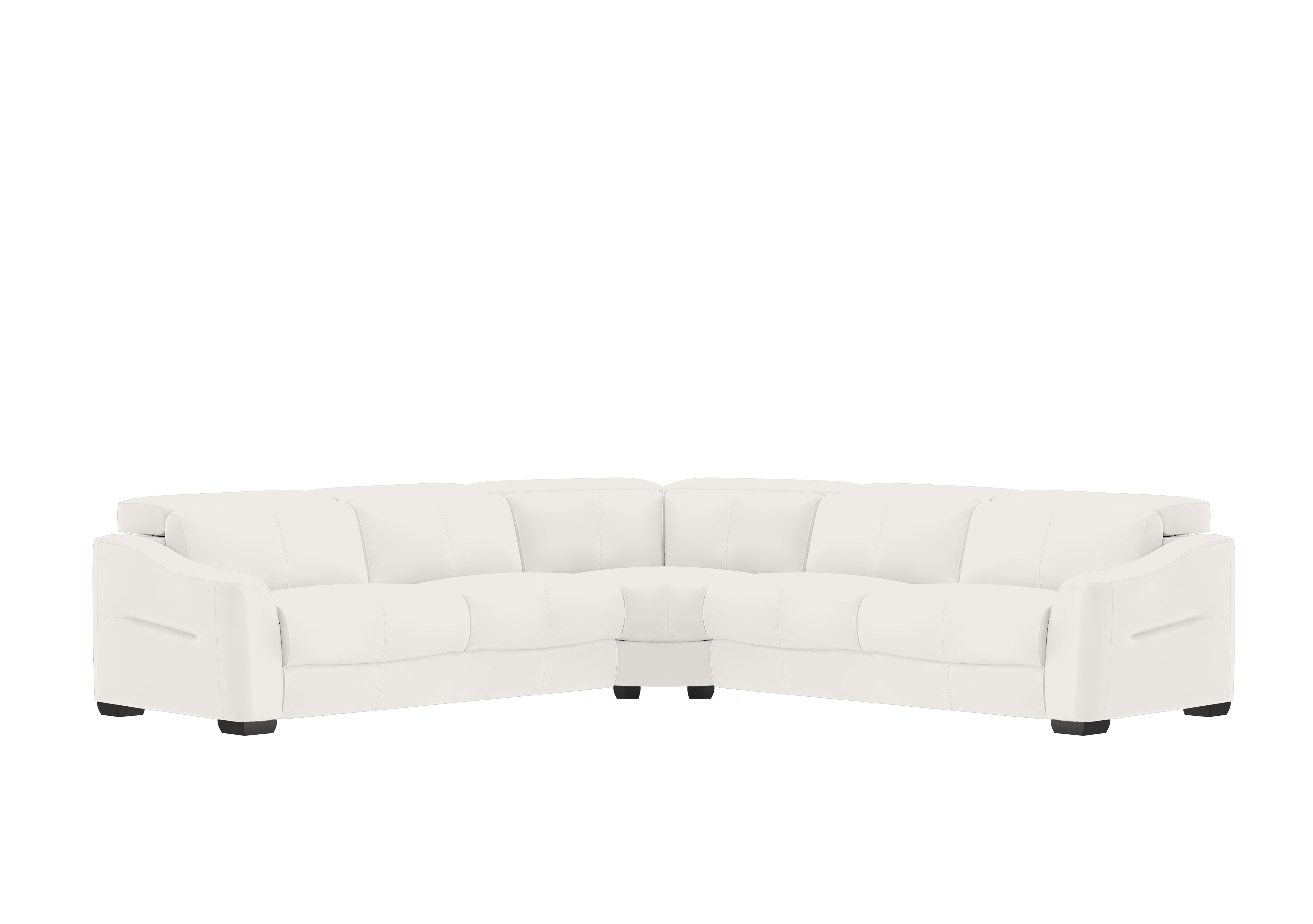 Xavier Leather Large Corner Sofa in Bv-744d Star White on Furniture Village