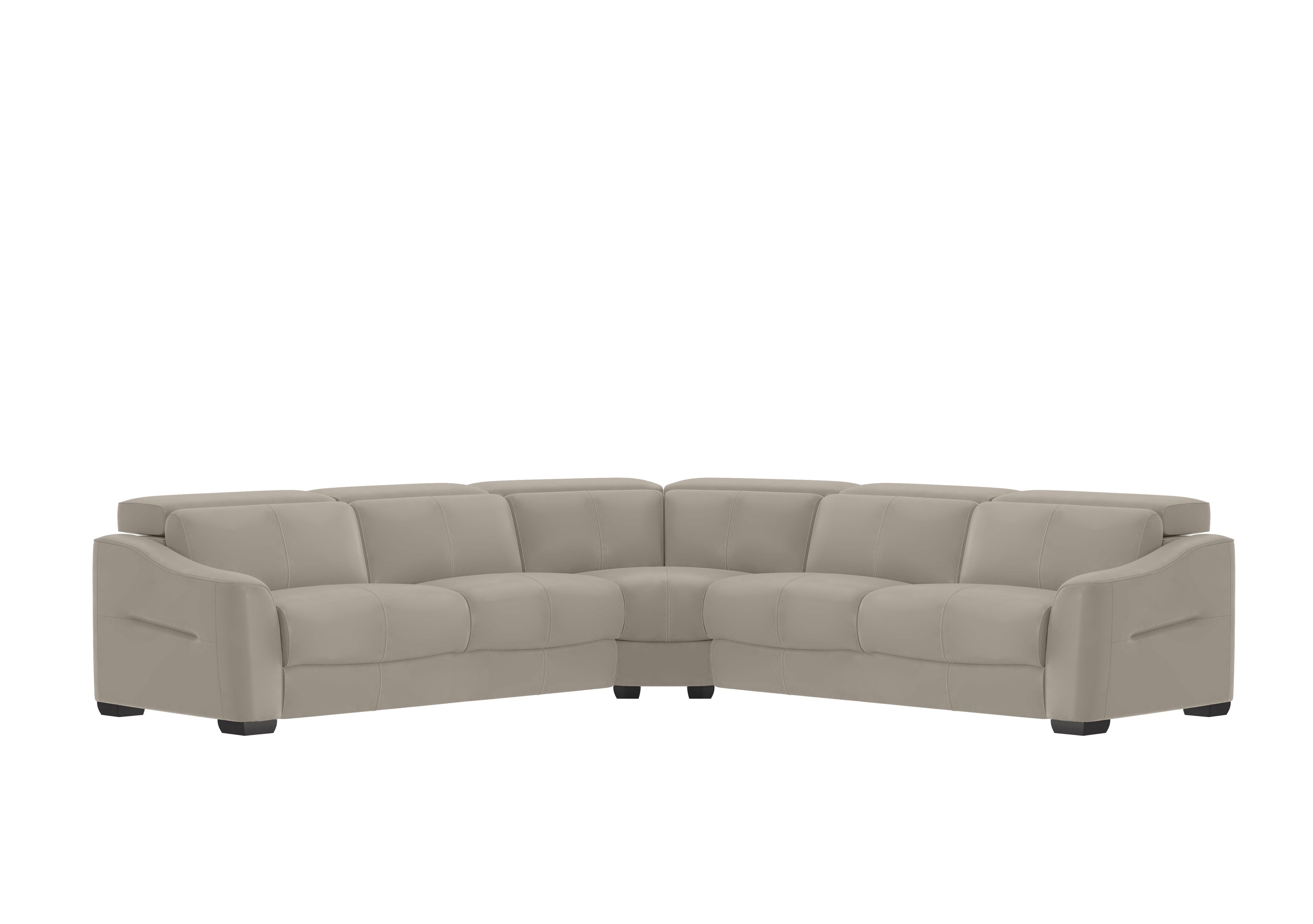 Xavier Leather Large Corner Sofa in Bv-946b Silver Grey on Furniture Village