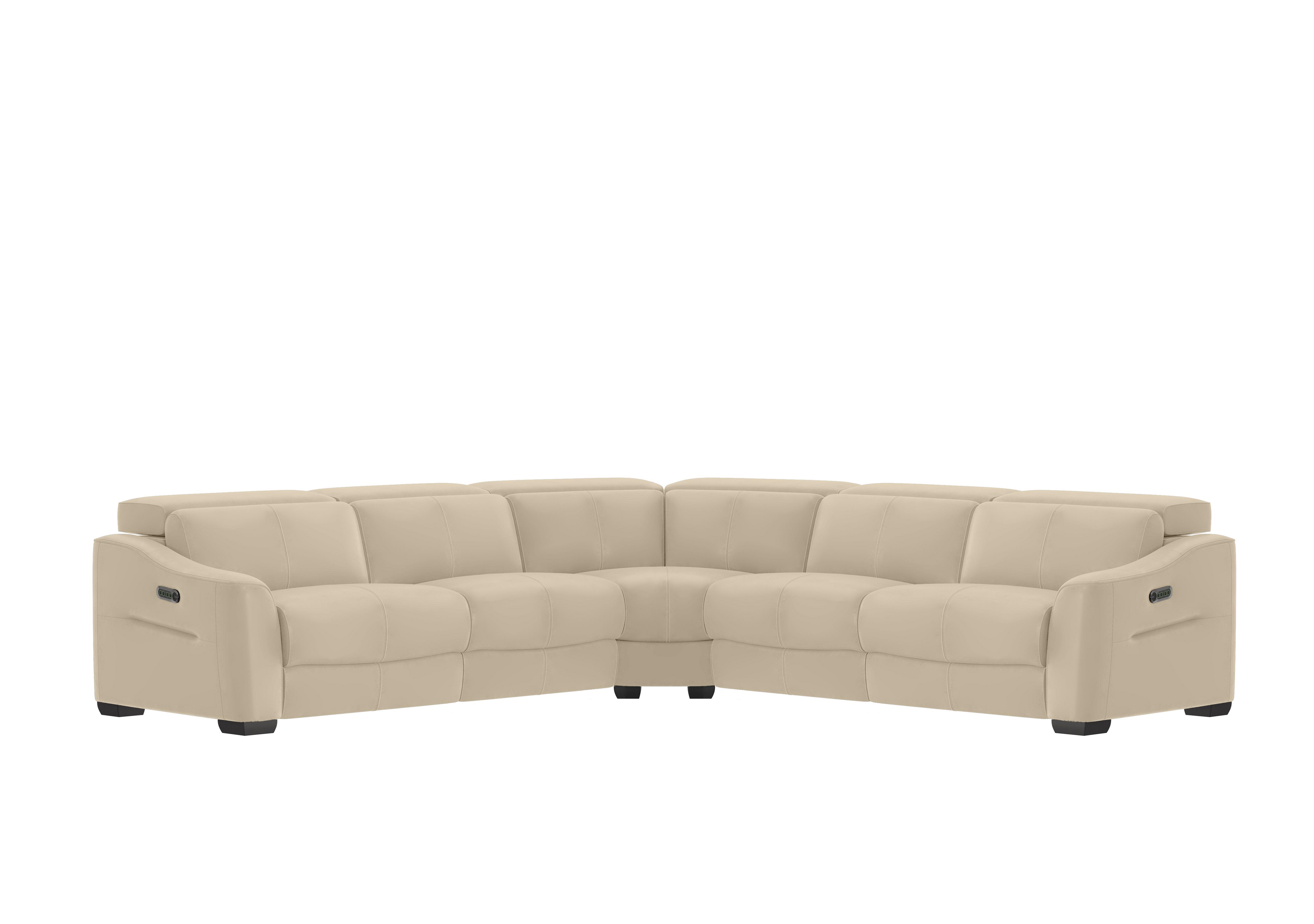 Xavier Leather Large Corner Sofa in Nc-862c Bisque on Furniture Village
