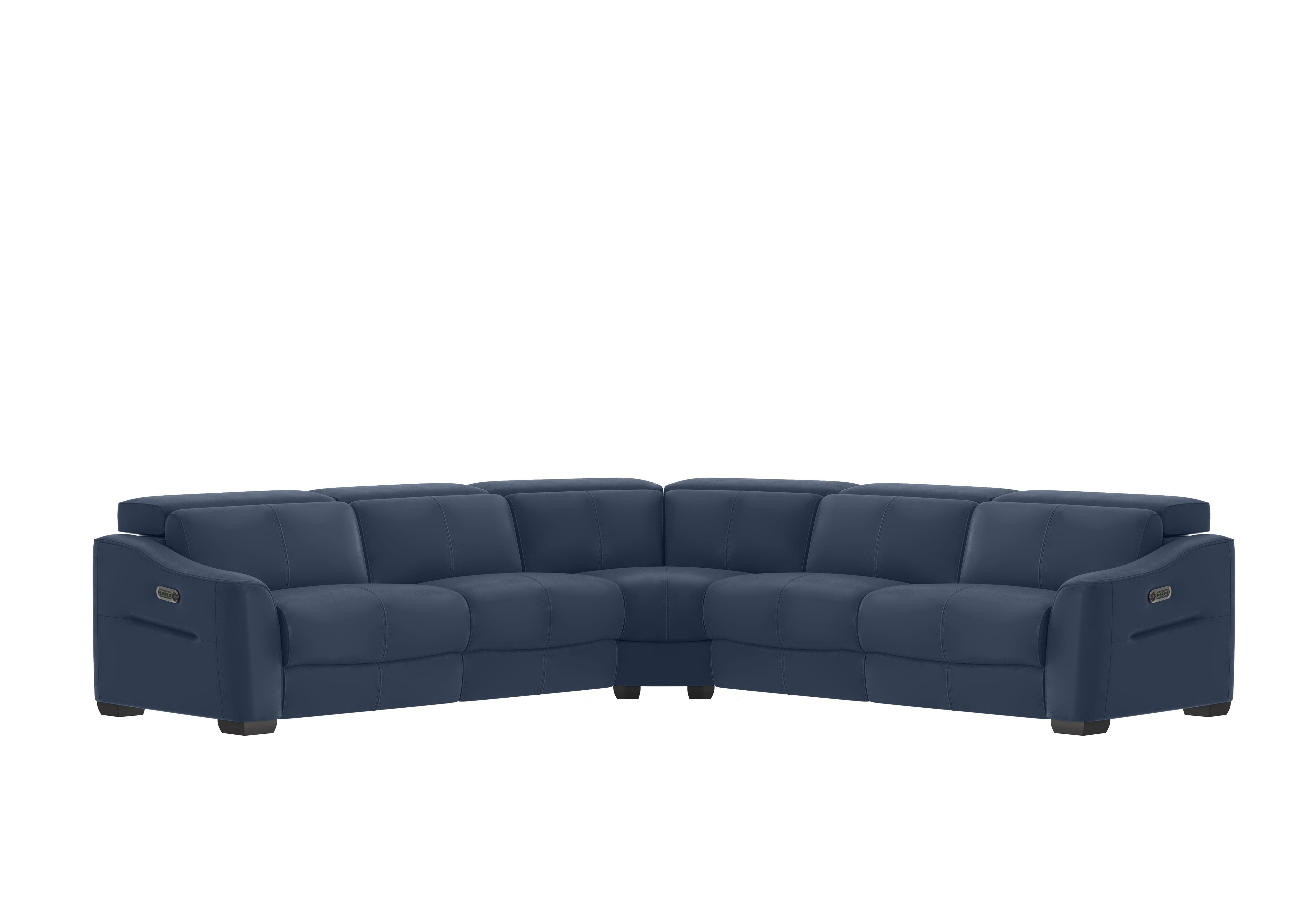 Xavier Leather Large Corner Sofa in Nw-518e Ocean on Furniture Village