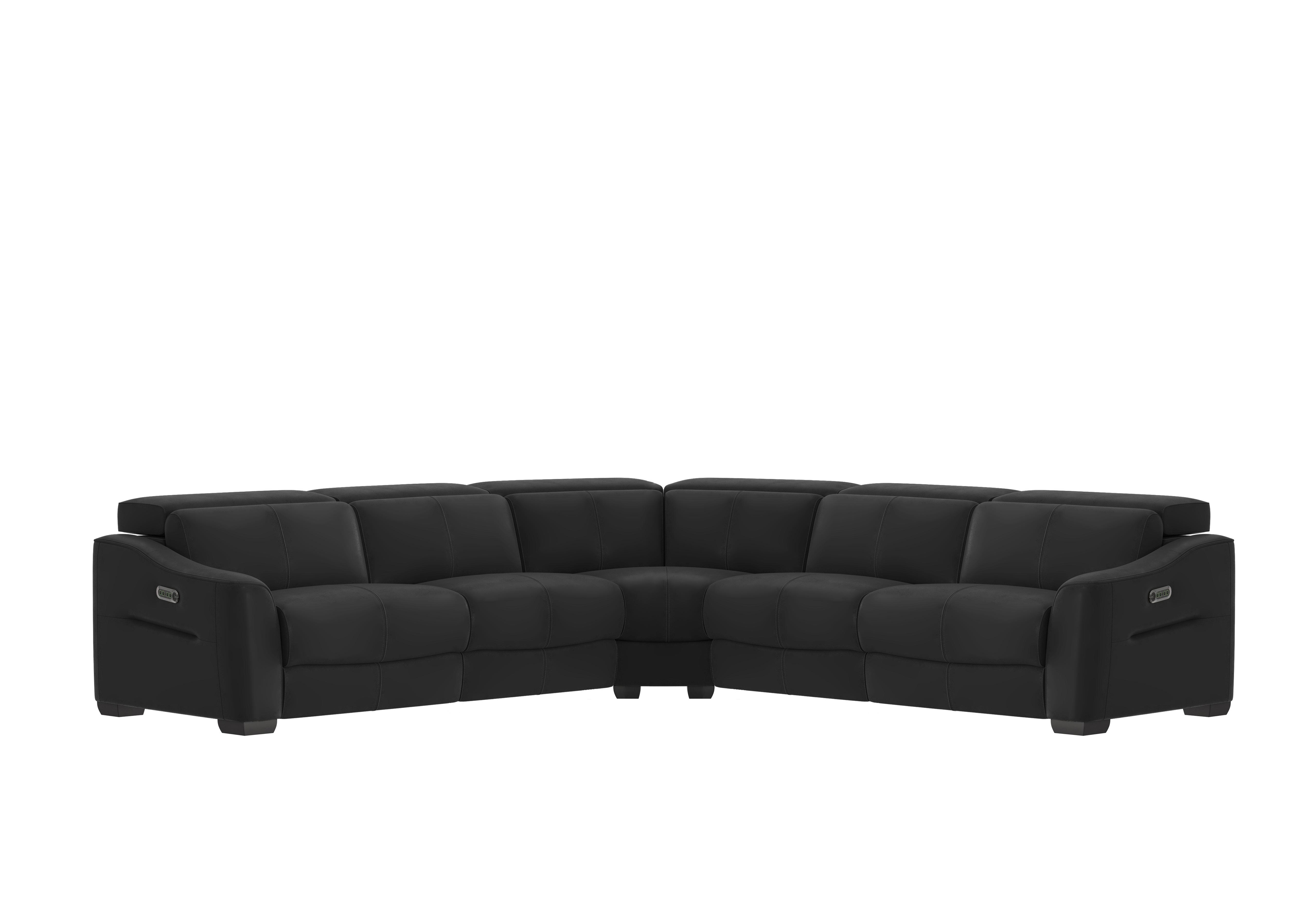 Xavier Leather Large Corner Sofa in Nw-520e Black on Furniture Village