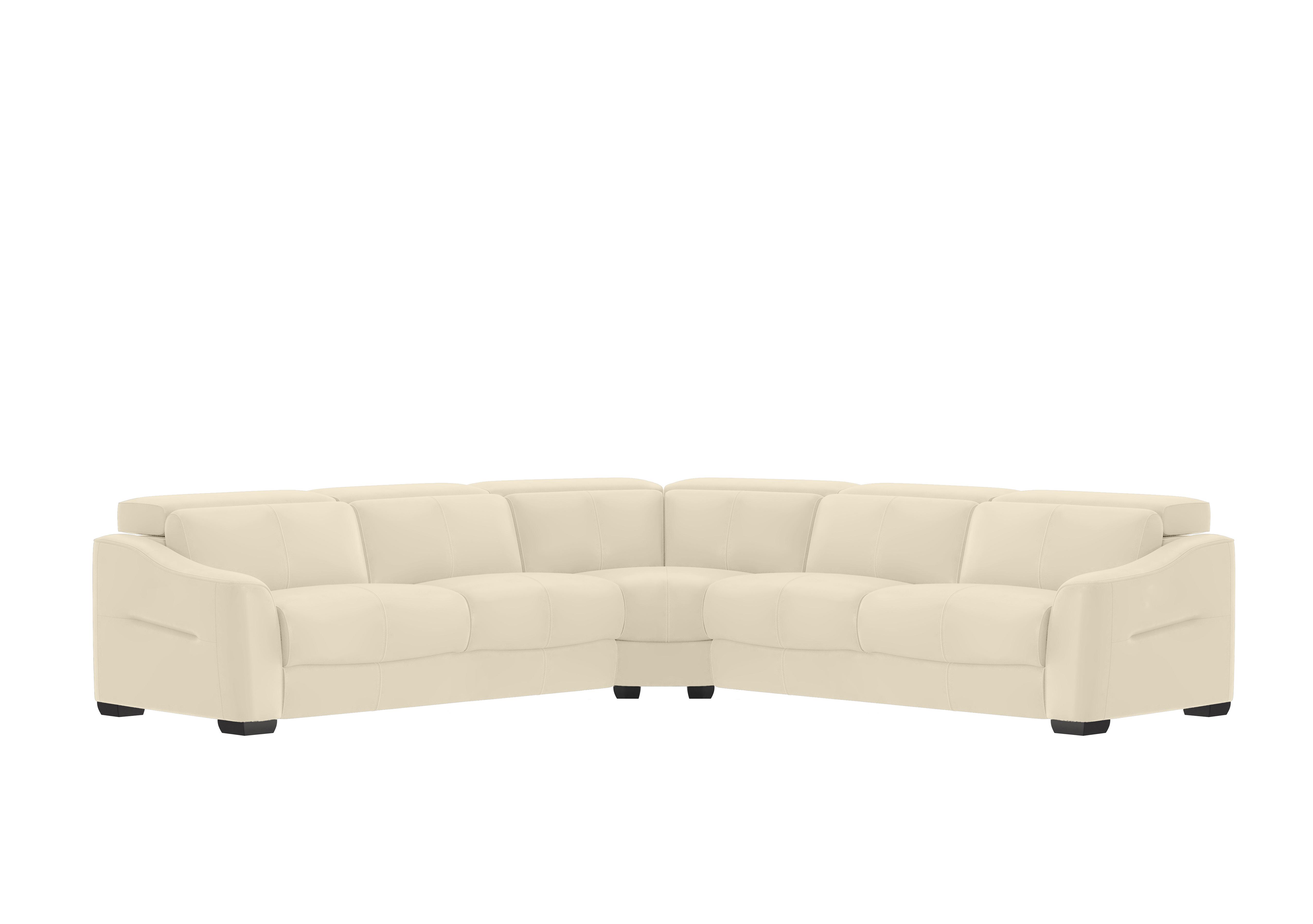 Xavier Leather Large Corner Sofa in Nw-521e Frost on Furniture Village