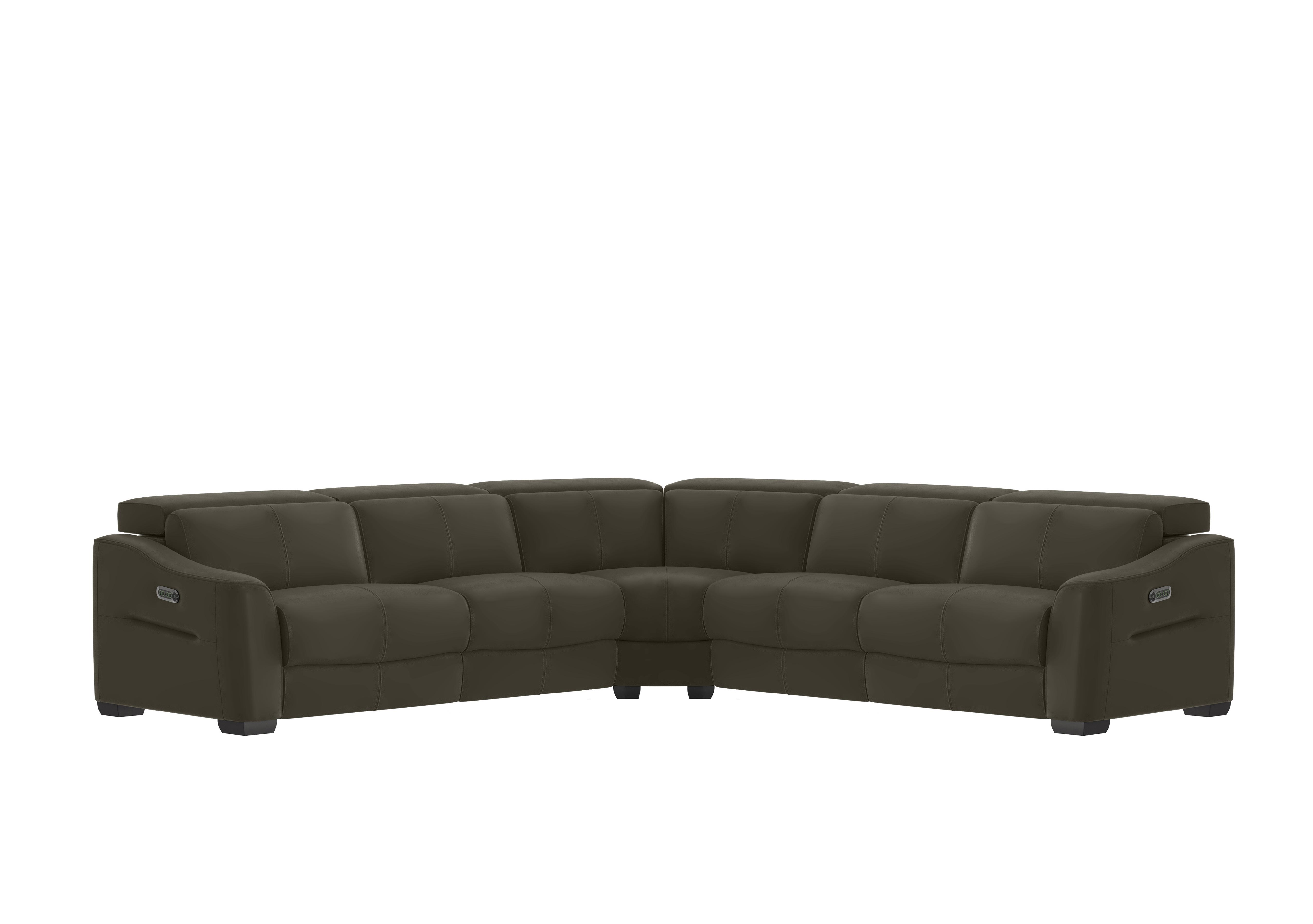 Xavier Leather Large Corner Sofa in Nw-548e Olive on Furniture Village