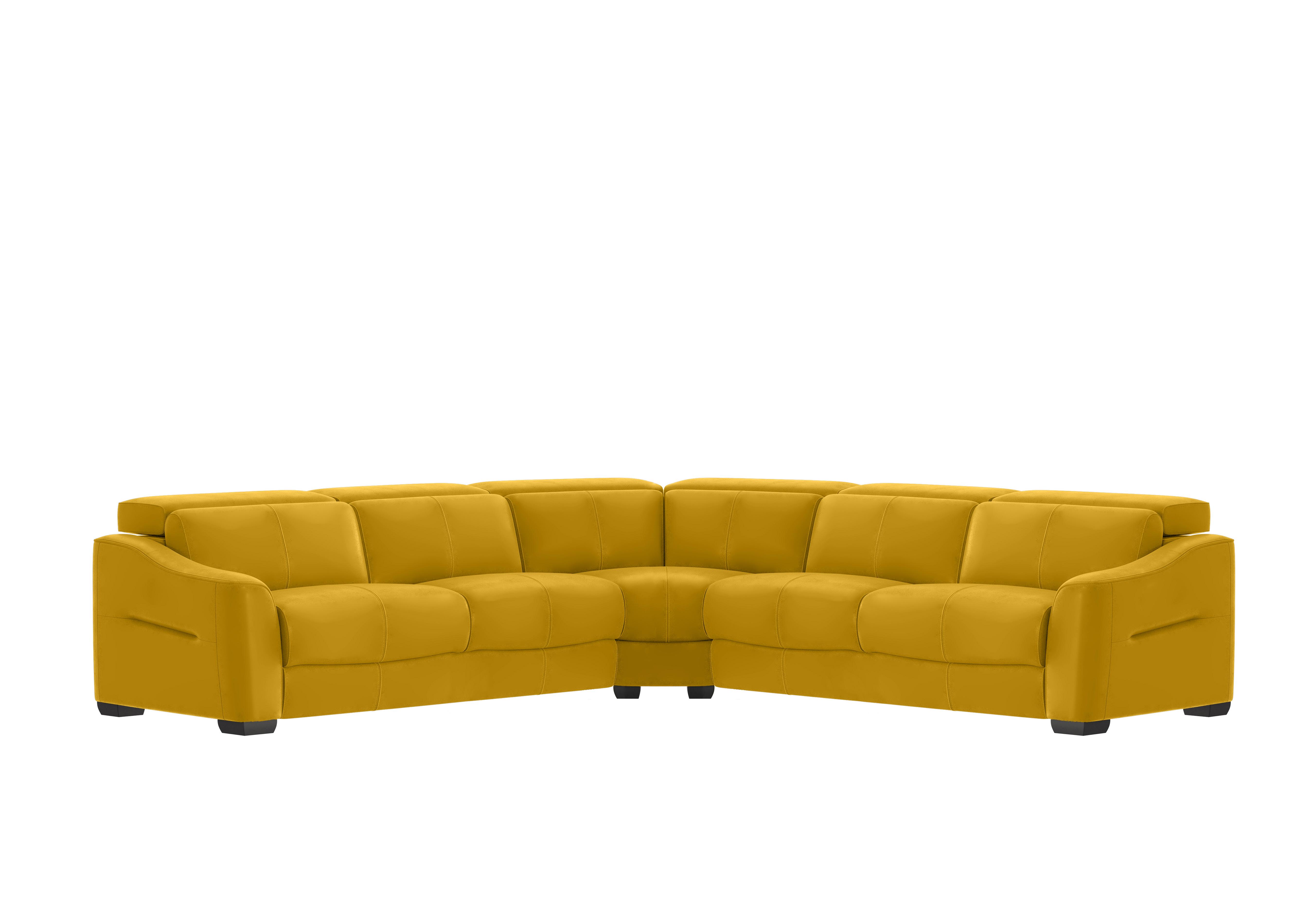 Xavier Leather Large Corner Sofa in Nw-663e Yellow on Furniture Village
