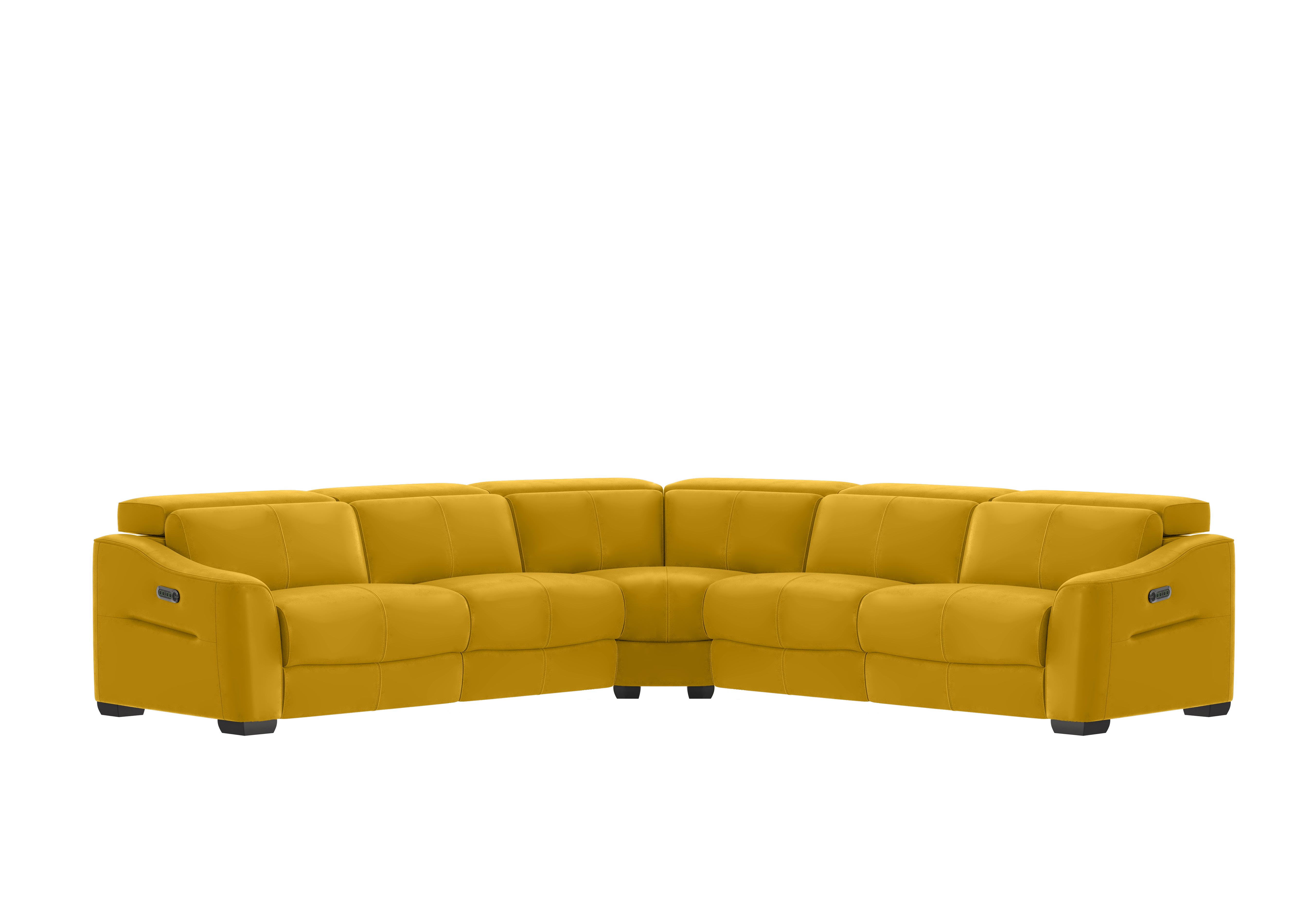 Xavier Leather Large Corner Sofa in Nw-663e Yellow on Furniture Village