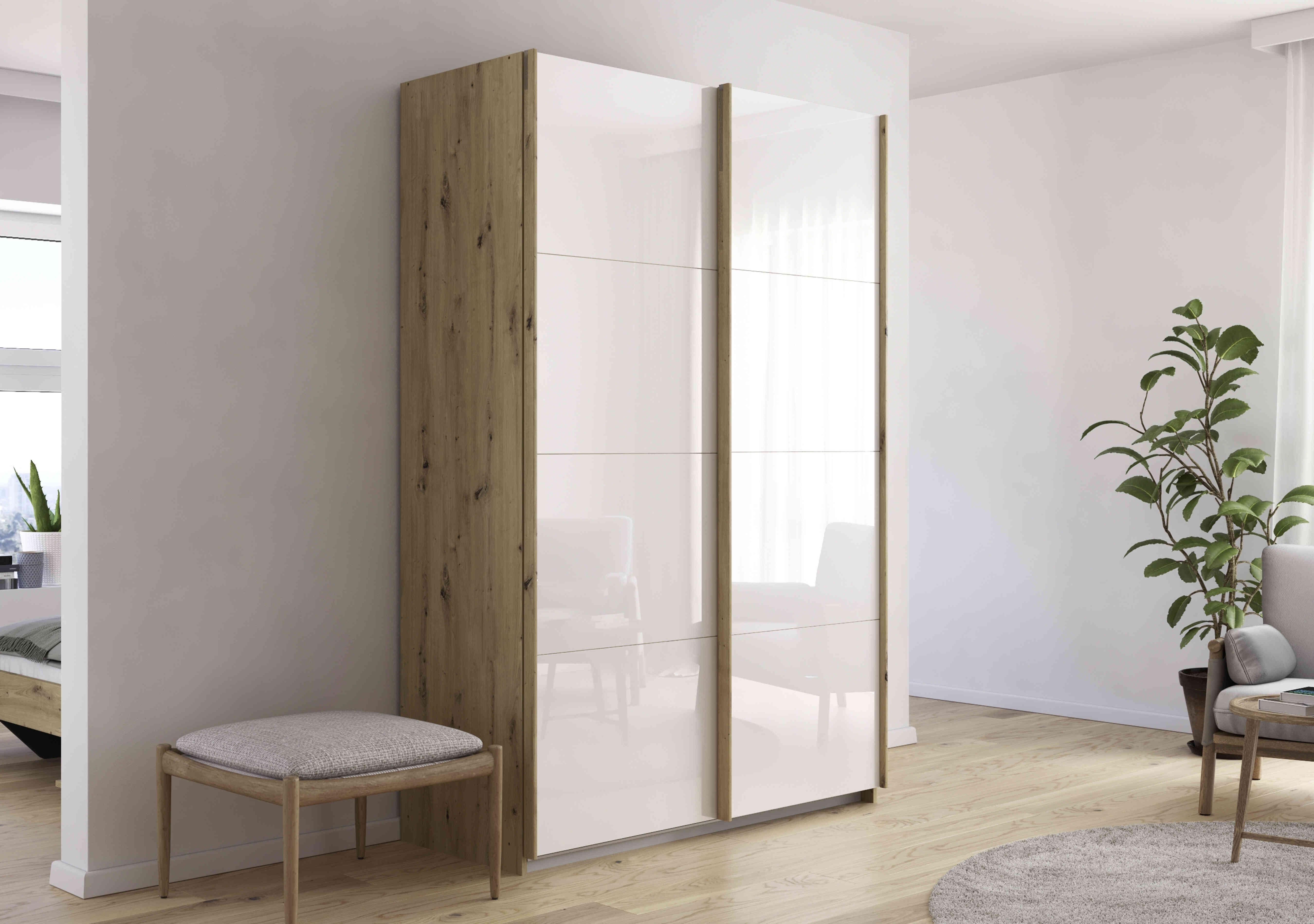 Freja 136cm 2 Door Sliding Glass Wardrobe in  on Furniture Village