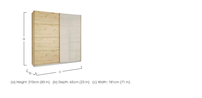Freja 181cm 2 Door Sliding Decor Wardrobe With Glass Door in  on Furniture Village
