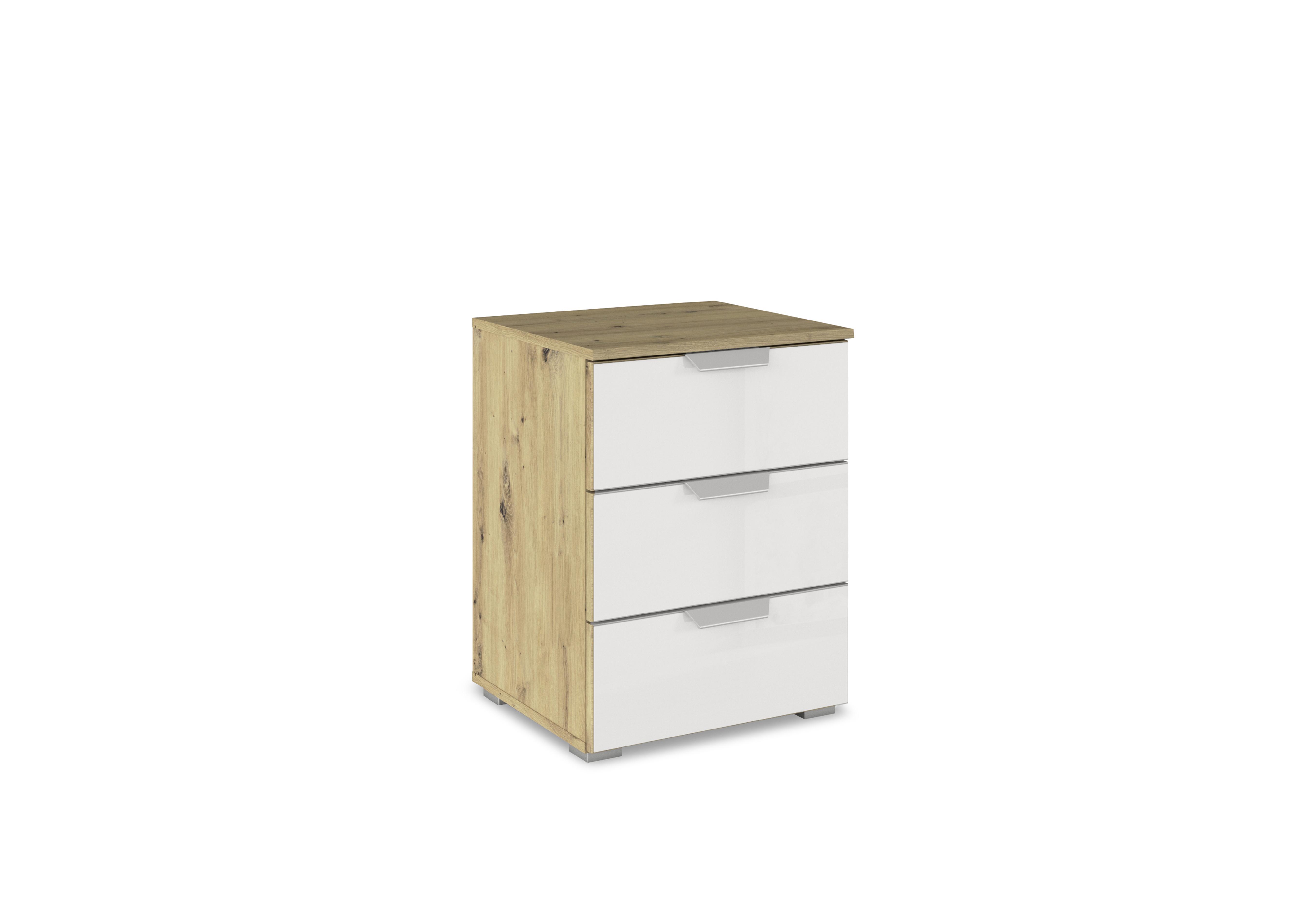 Freja 3 Drawer Glass Bedside Cabinet in Ad80l White Glass on Furniture Village