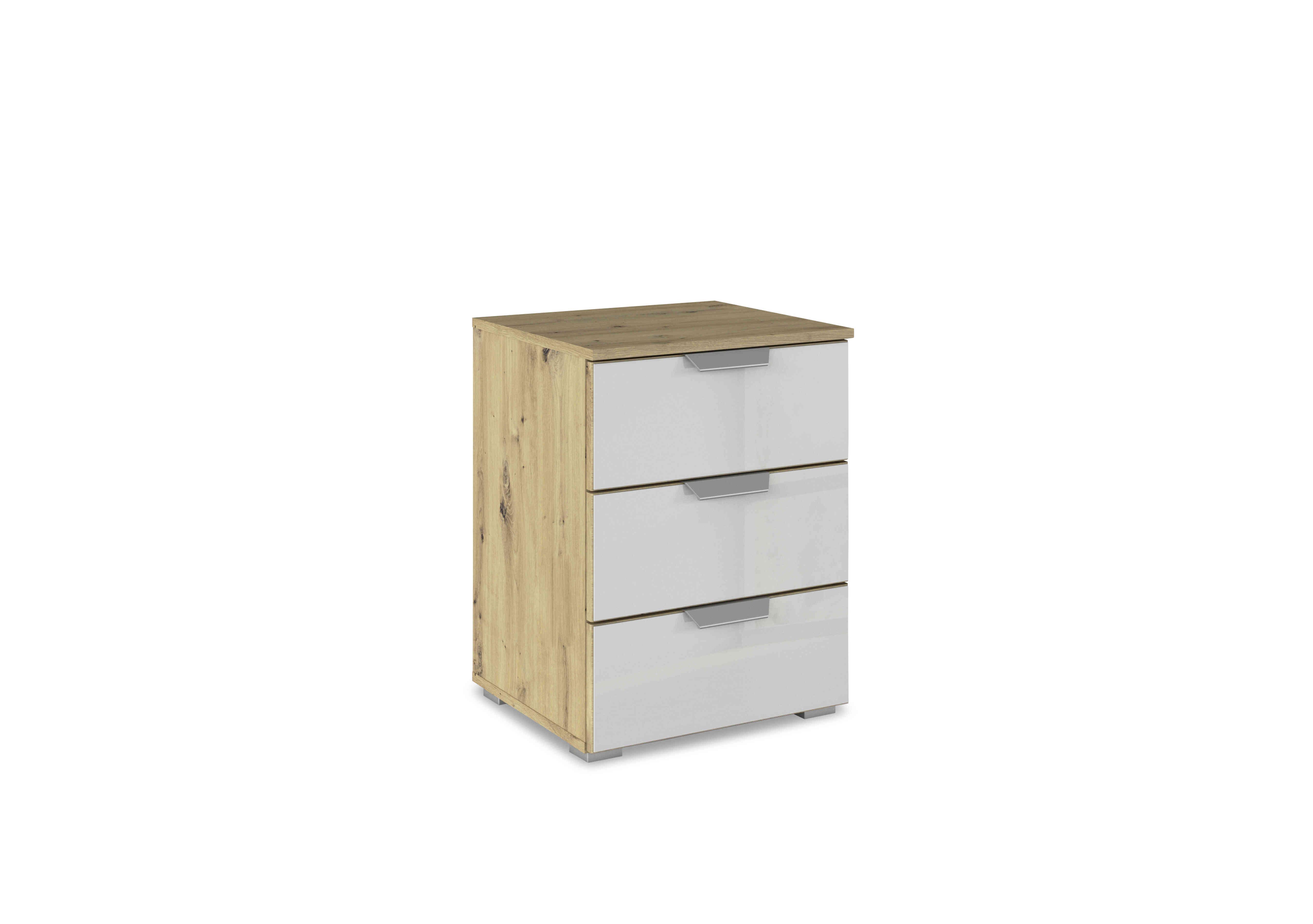 Freja 3 Drawer Glass Bedside Cabinet in Ad81l Silk Grey Glass on Furniture Village