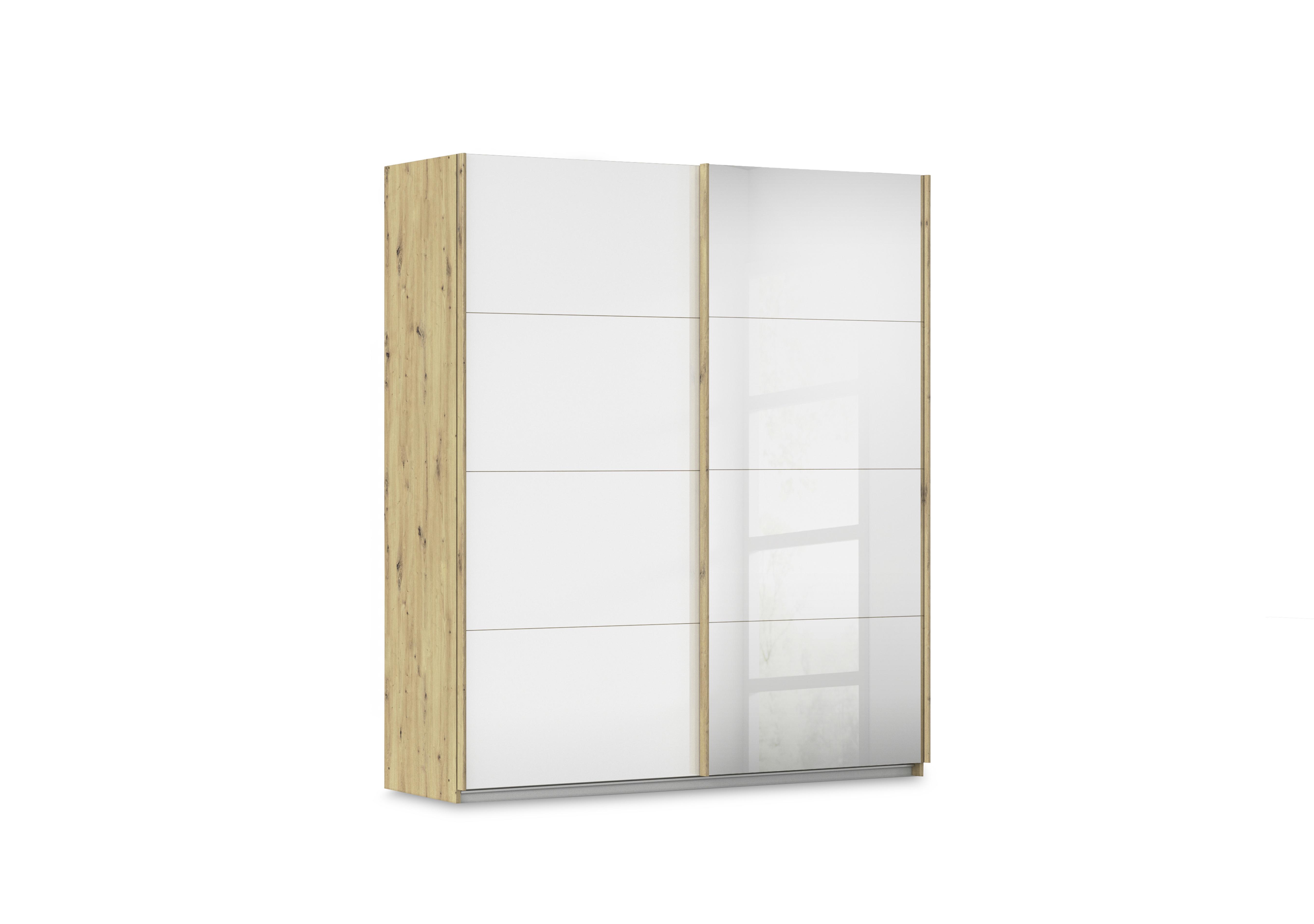 Freja 181cm 2 Door Sliding Glass Wardrobe With Mirror Door in Ag739 White Glass on Furniture Village