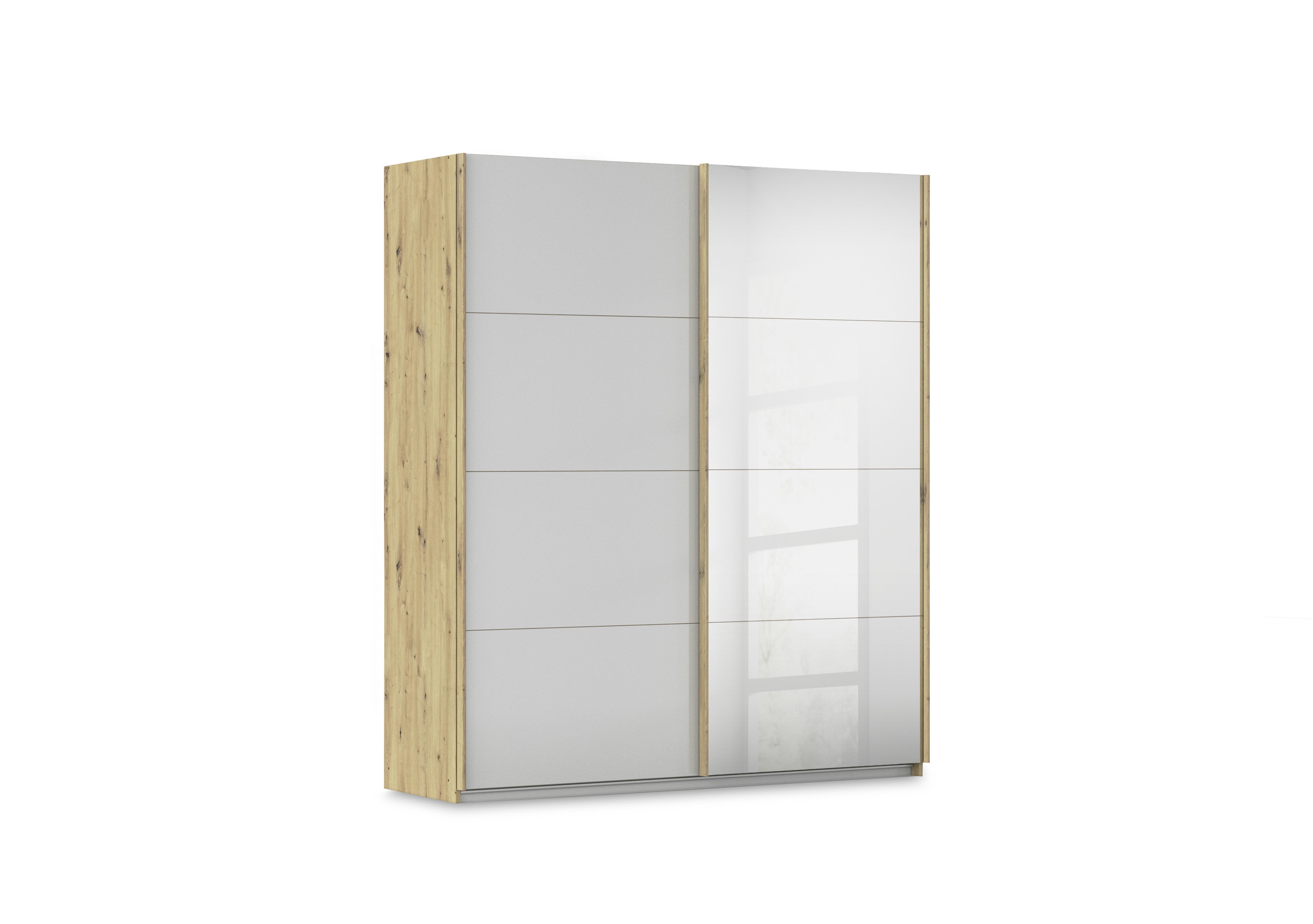 Freja 181cm 2 Door Sliding Glass Wardrobe With Mirror Door in Ag740 Silk Grey Glass on Furniture Village