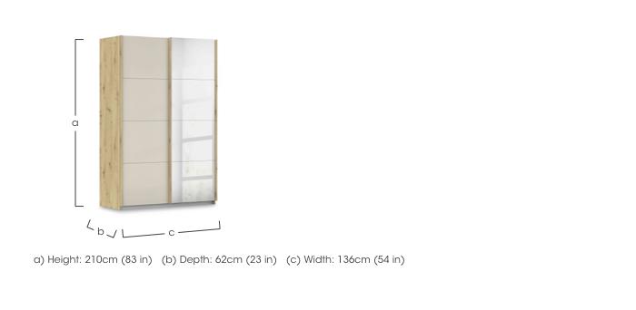 Freja 136cm 2 Door Sliding Glass Wardrobe With Mirror Door in  on Furniture Village