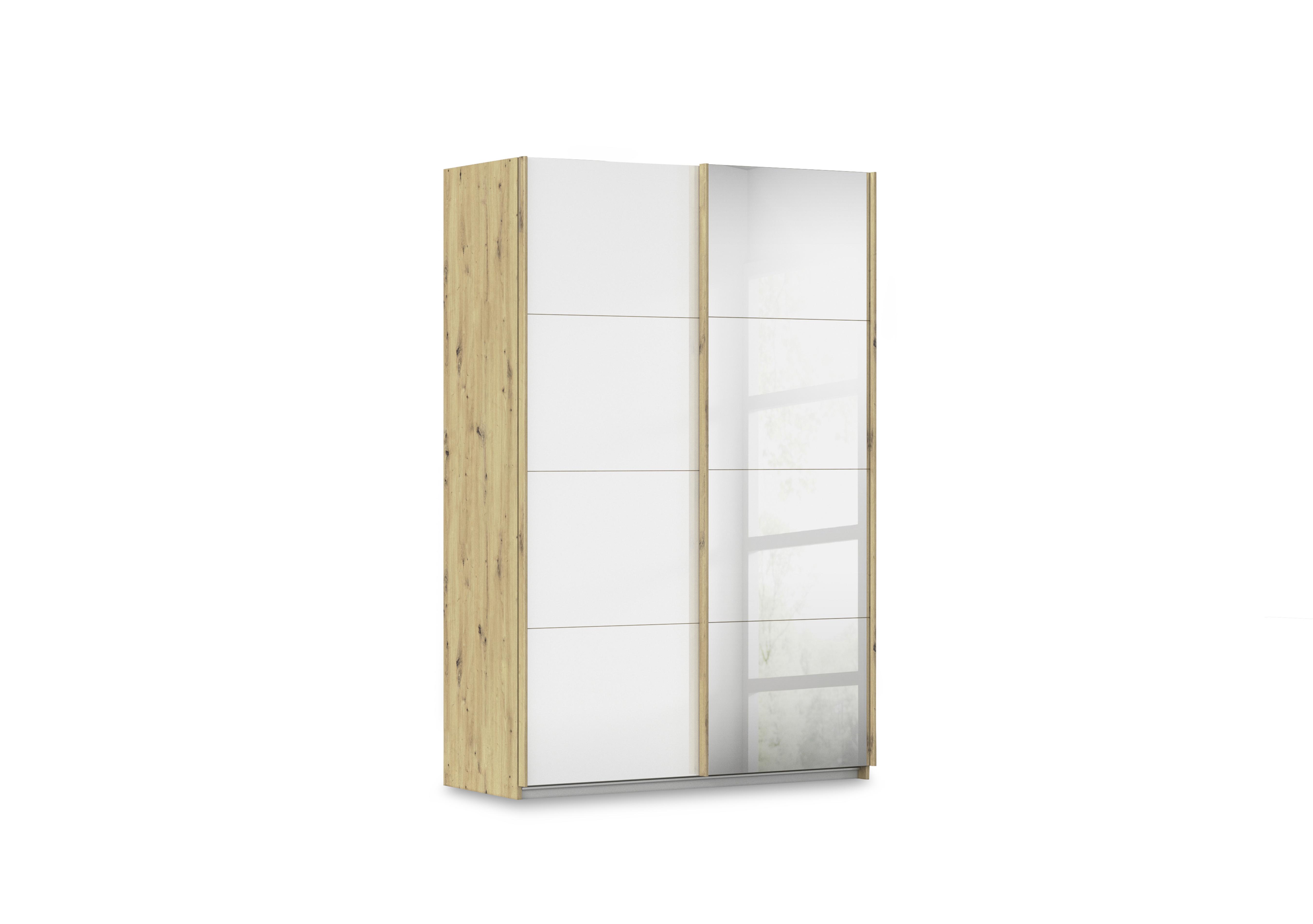 Freja 136cm 2 Door Sliding Glass Wardrobe With Mirror Door in Ag739 White Glass on Furniture Village