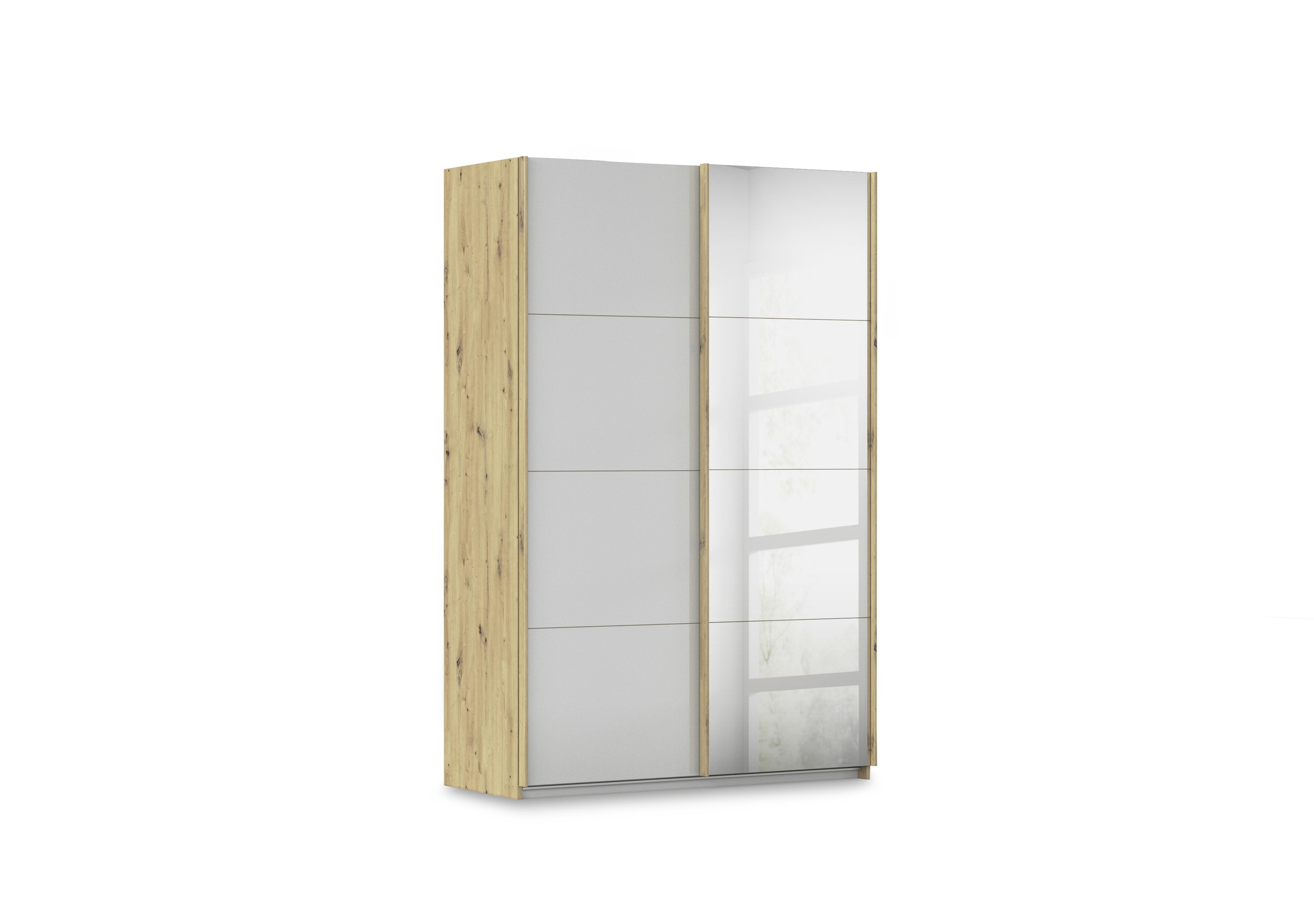 Freja 136cm 2 Door Sliding Glass Wardrobe With Mirror Door in Ag740 Silk Grey Glass on Furniture Village