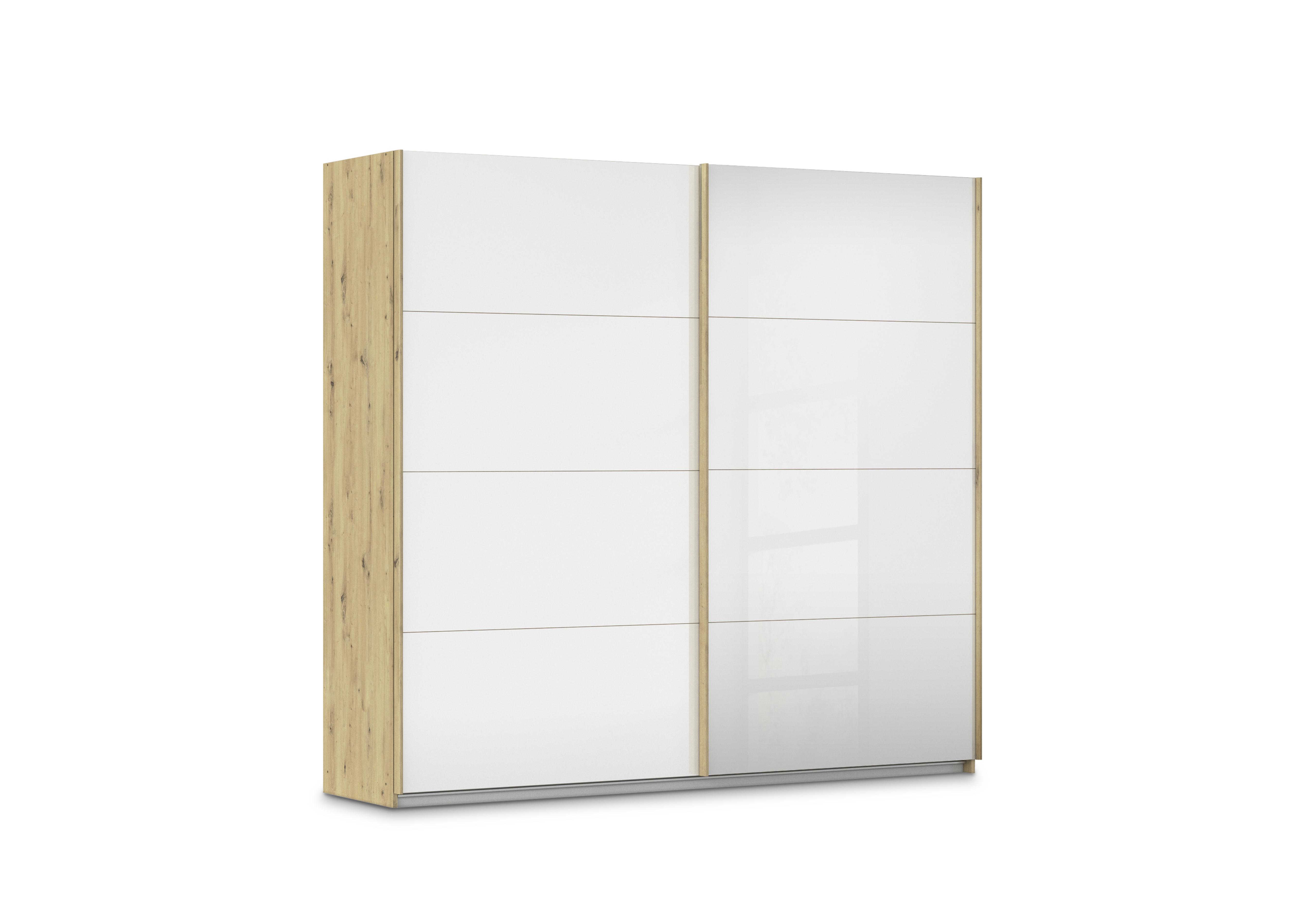 Freja 226cm 2 Door Sliding Glass Wardrobe With Mirror Door in Ag739 White Glass on Furniture Village