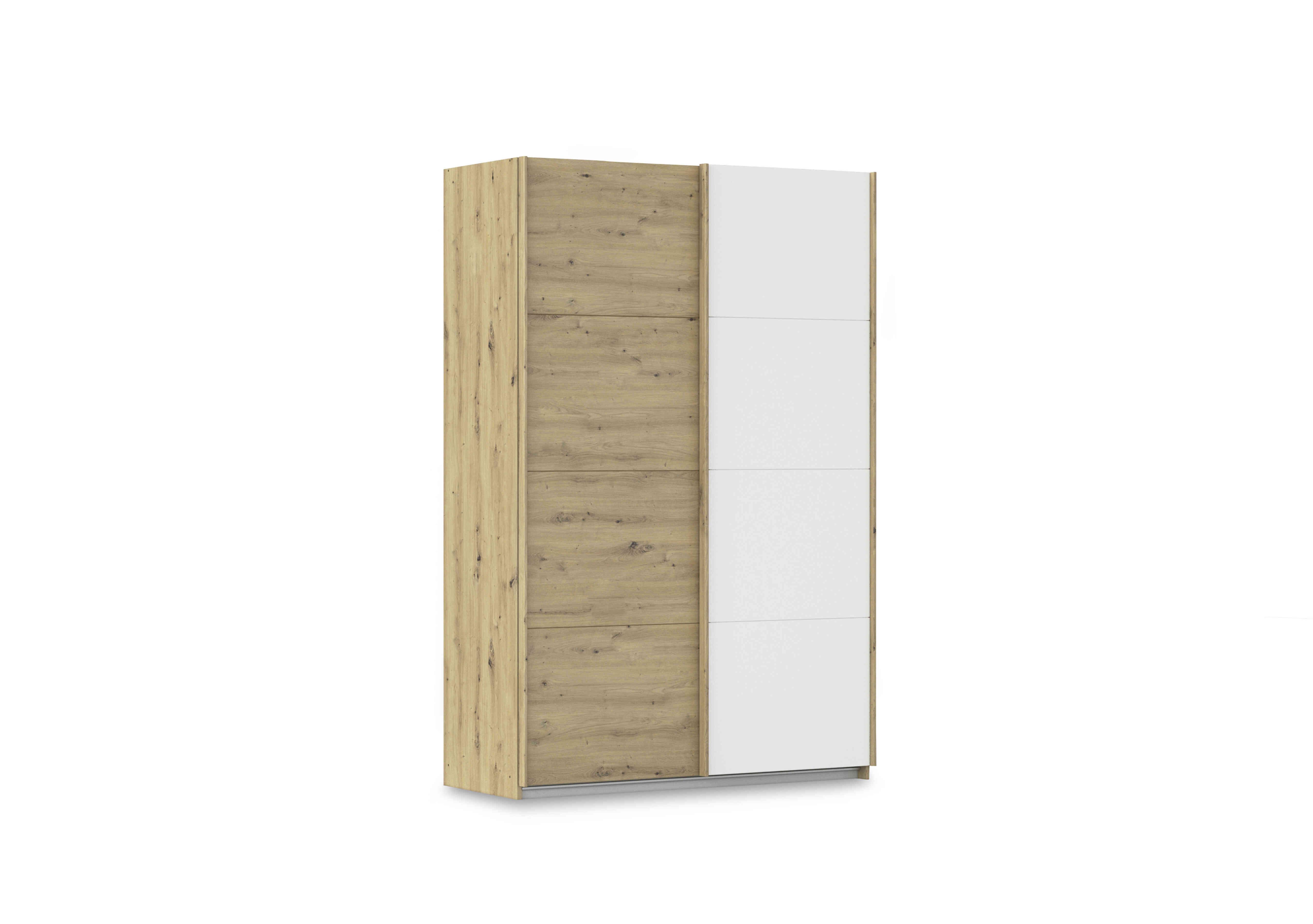 Freja 136cm 2 Door Sliding Two Toned Wardrobe in Ag402 Artisan Oak/Alpine White on Furniture Village